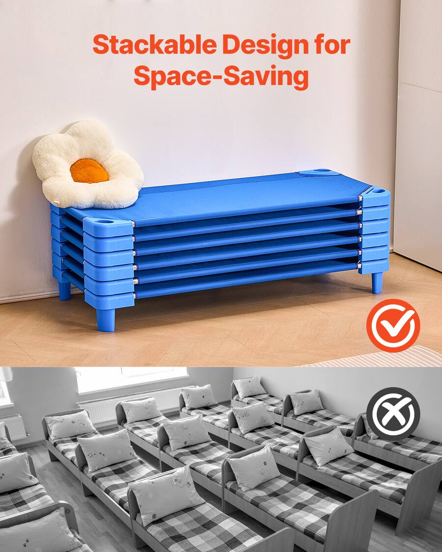 Stackable Cotts VEVOR Stackable Kiddie Cot, Pack of 6, Portable Toddler Nap Cots ...