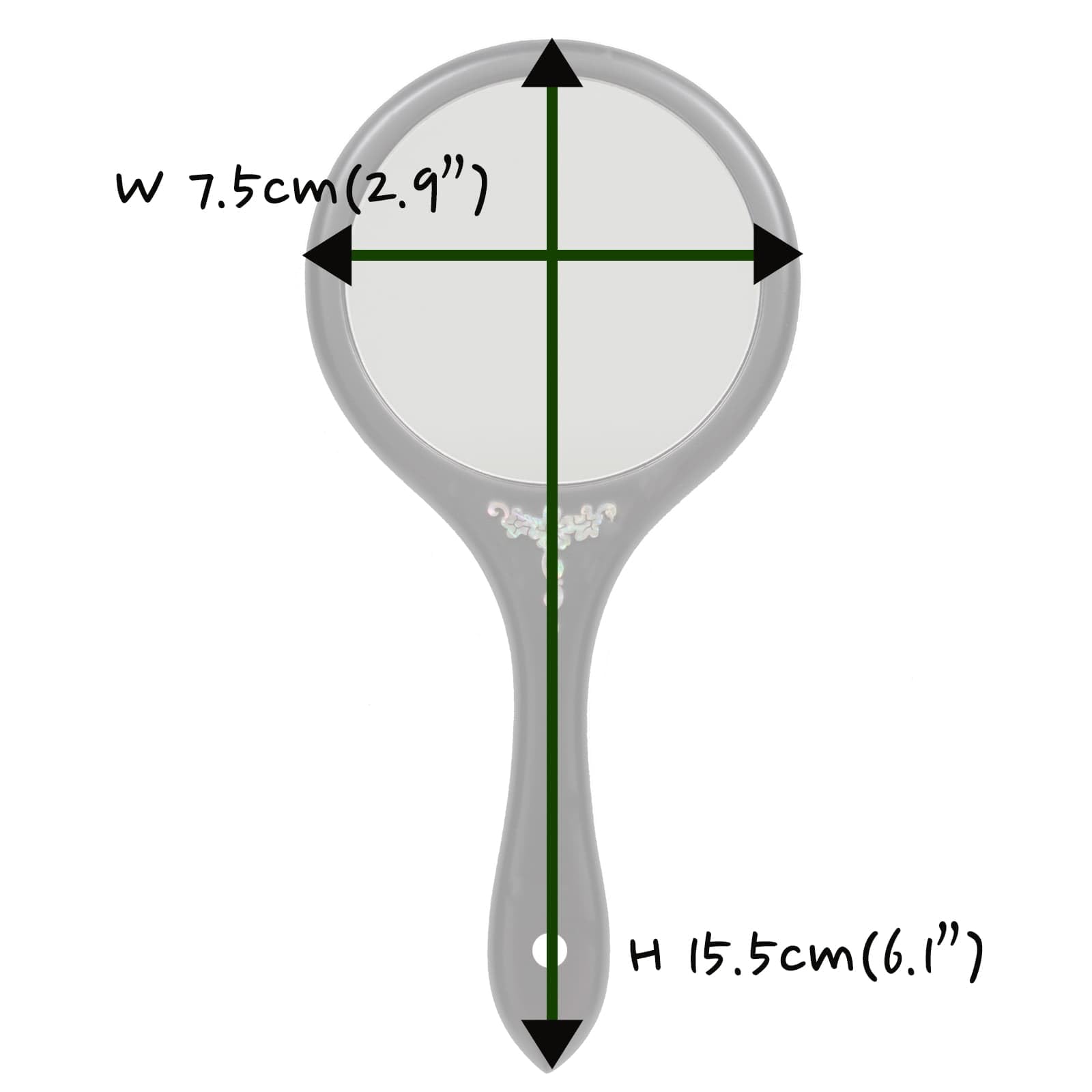 W 7.5cm (2.9")  
H 15.5cm (6.1")