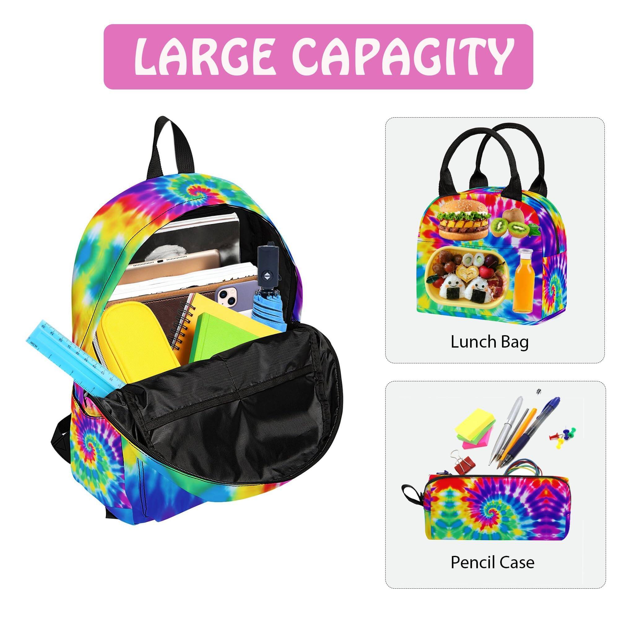 Pacoar Cade 3pcs Backpack For Tiedye To School Sets With Lunch Bag ...