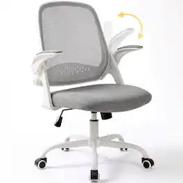Celtoss - Ergonomic Office Chair, Mesh Back with Flip-Up Arms, Lumbar Support, Adjustable Height & Rolling Wheels - Steel Base-Gray