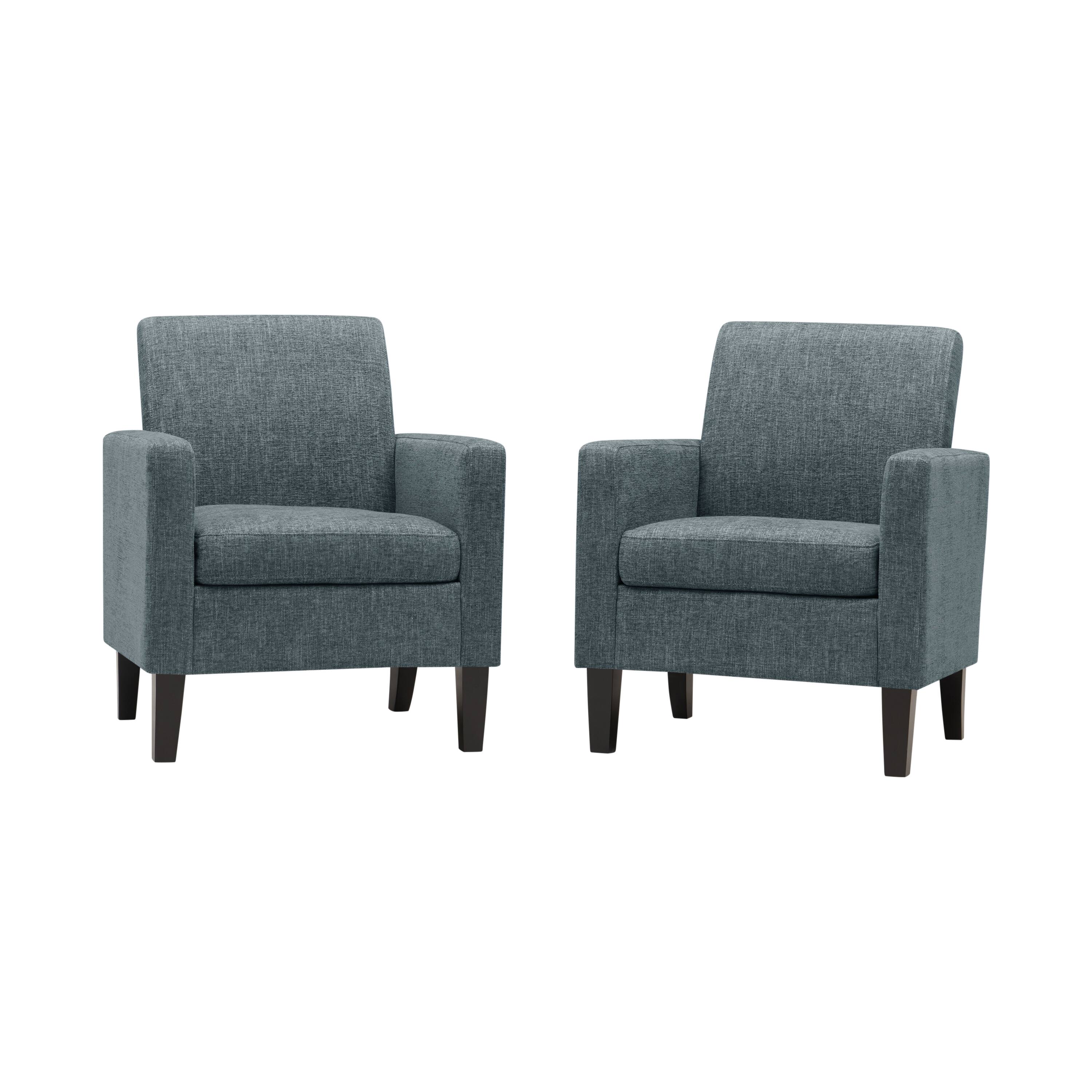 Front. Handy Living - Janson Transitional Multi-warp Chenille Armchair (Set of 2) - Carribean Blue.