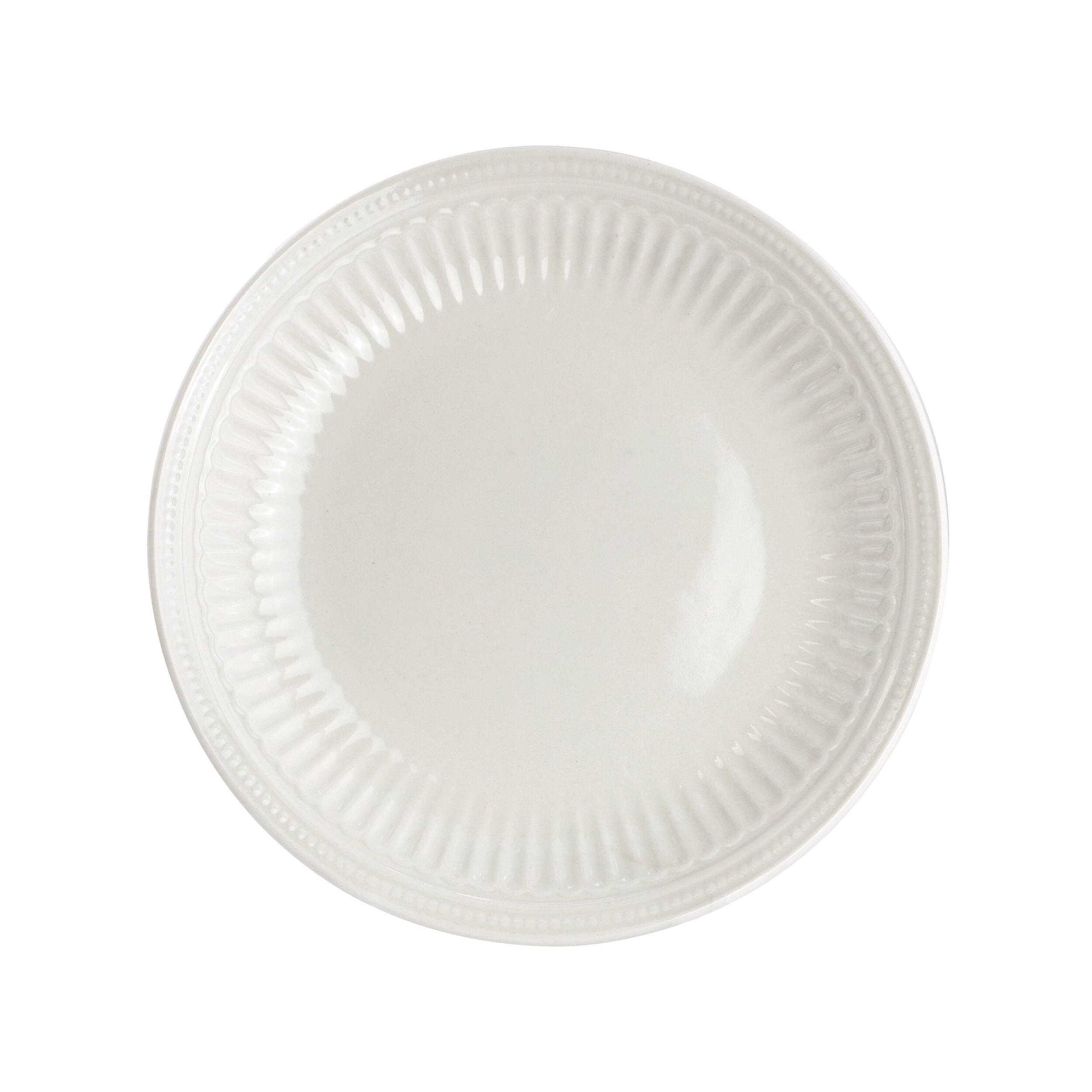 Angle. Elama - Elama Hansel 6 Piece Stoneware Salad Plate Set in White, Service for 6 - White.