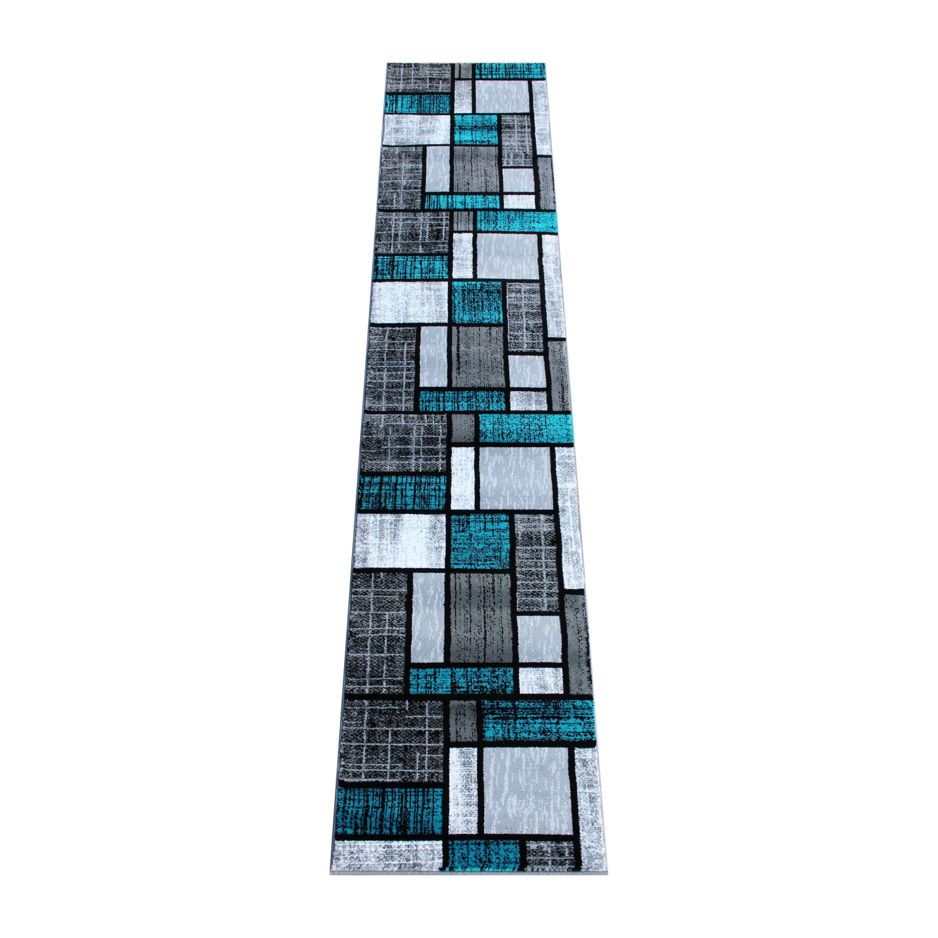 Alt View 1. Emma + Oliver - Livia Accent Rug with Geometric Mosaic Design with Natural Jute Backing - Turquoise.