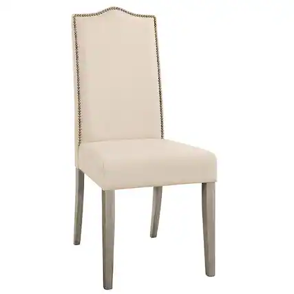 Front. Carolina Chair & Table - Romero Parson Chair - Weathered Gray - Linen Upholstery - Grey.