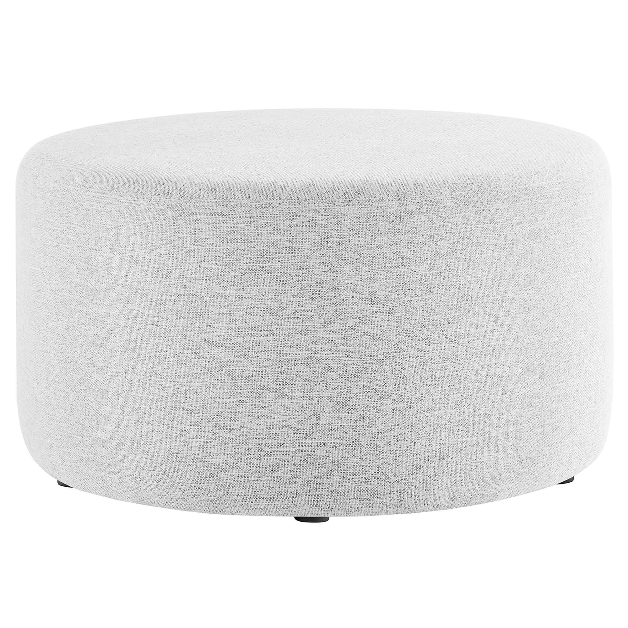 Angle. Modway - Callum Large 29" Round Woven Heathered Fabric Upholstered Ottoman by Modway - Heathered Weave Light Gray.