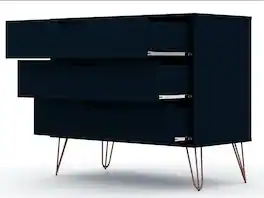 Forest'nSky - Wood 3 drawer 35.24 in. Wide Chest of Drawers for Living Room - Dark Blue