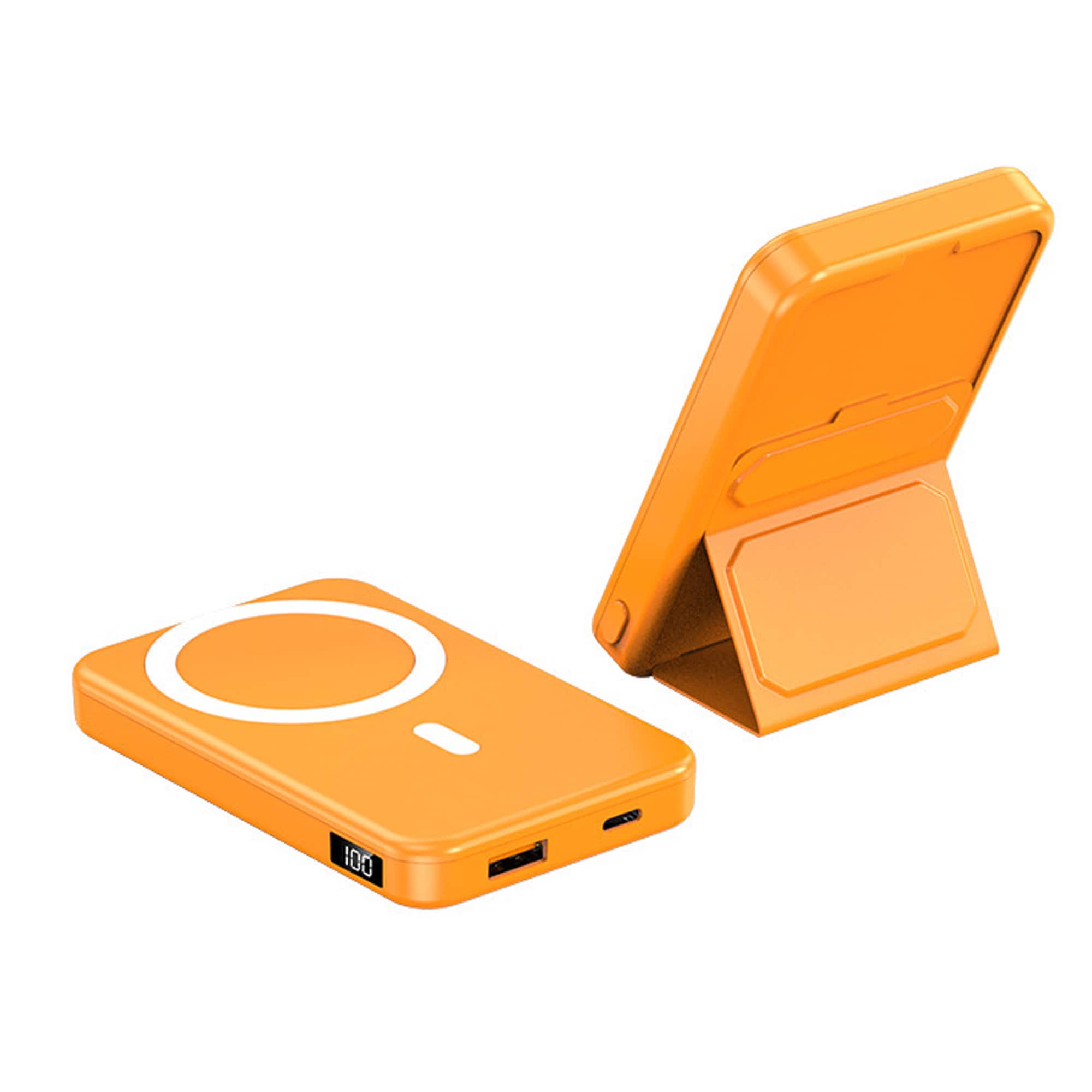 YONWAY - 10000mAh Magnetic Fast Charging PowerBank, Foldable Wireless Charger with Stand and LED Display Battery Pack for iPhone