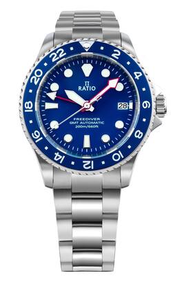 RATIO - FreeDiver GMT Series Sapphire Stainless Steel Dial Automatic RTF053 200M Men's Watch - Blue