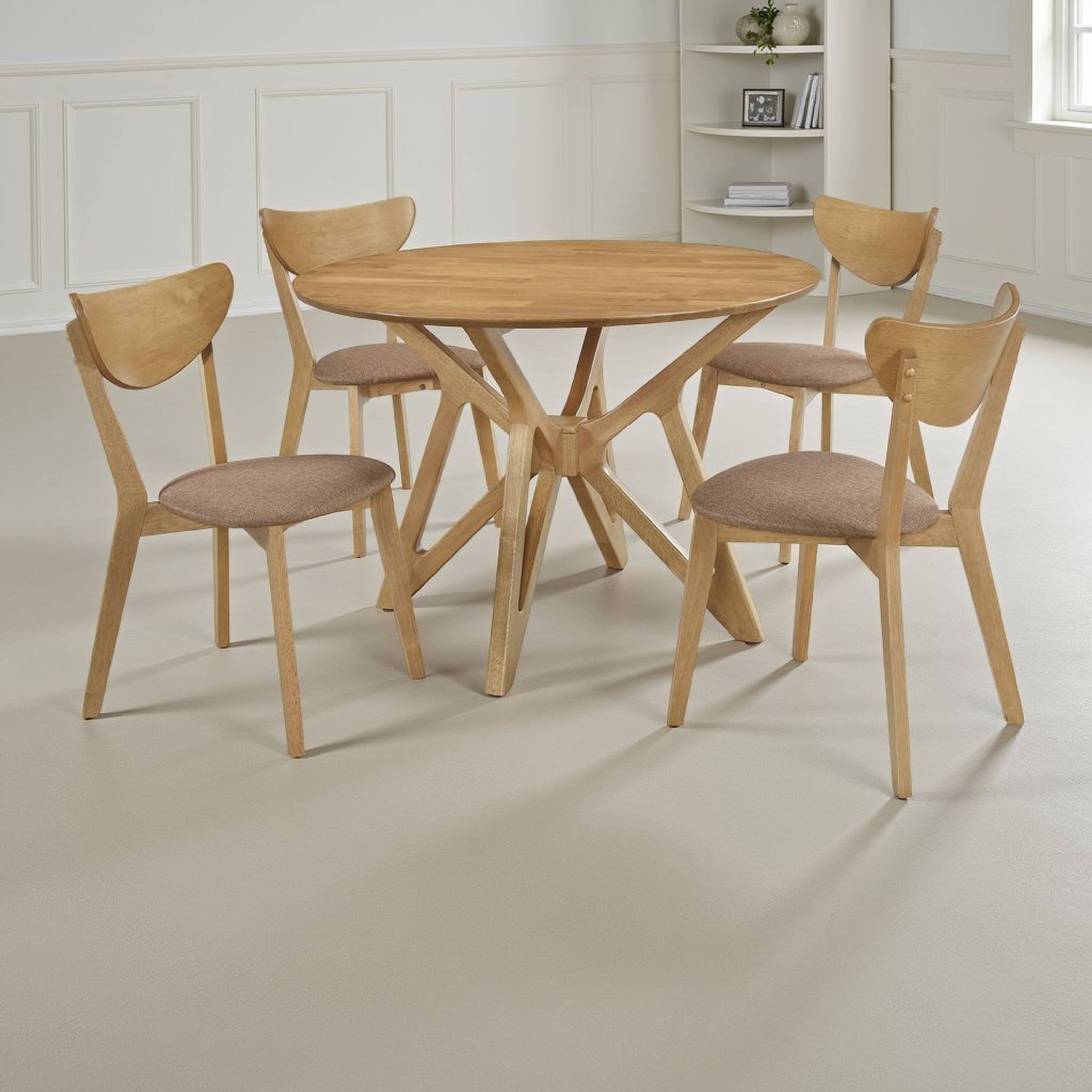 Alt View 5. Manhattan Lane - Evans 5pc Dining Table 4 Chair Set, Angled Base - Walnut Brown.