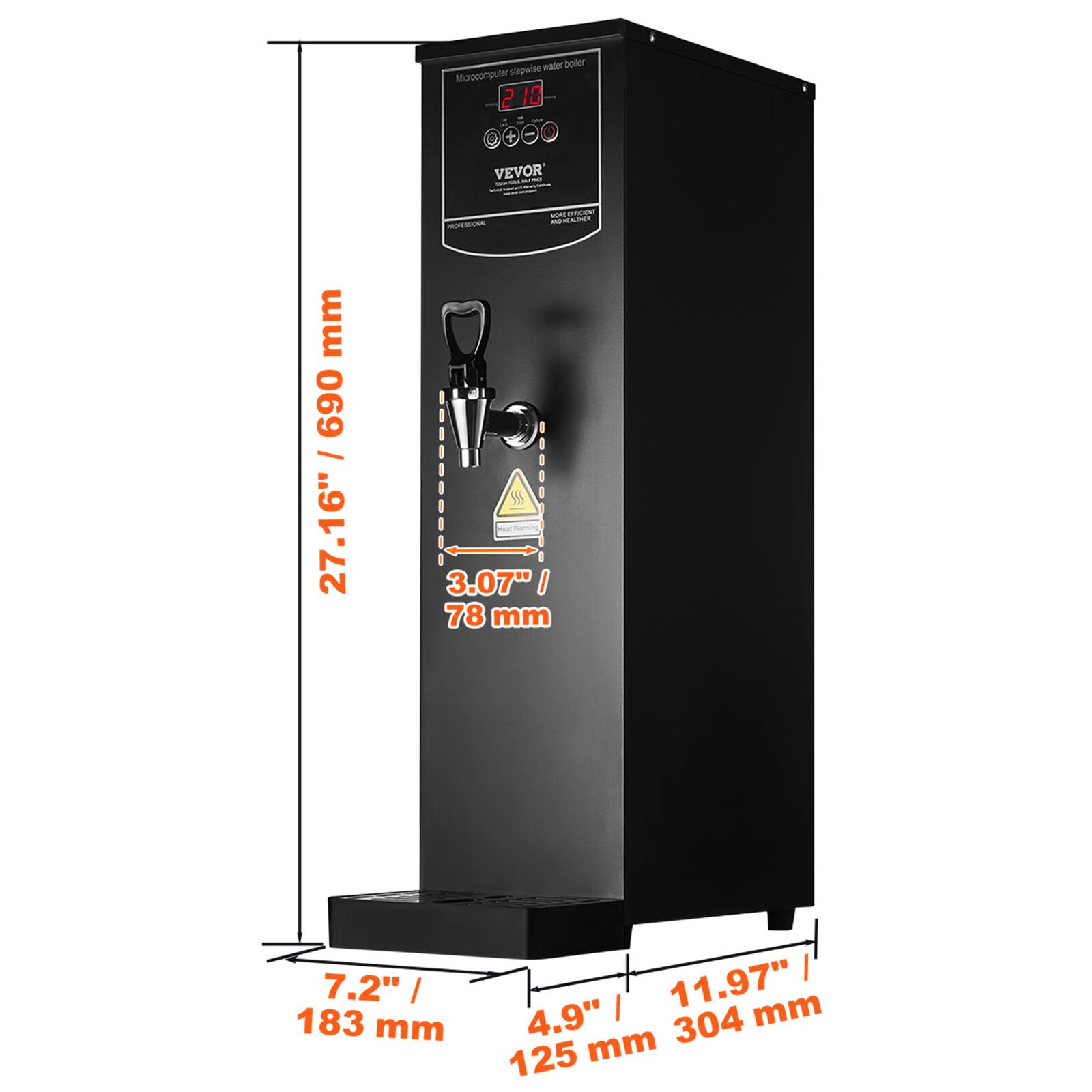 Water boiler Microcomputer stepwise 2 10

VEVOR

27.16" / 690 mm

3.07" / 78 mm

7.2" / 183 mm

4.9" / 125 mm

11.97" / 304 mm