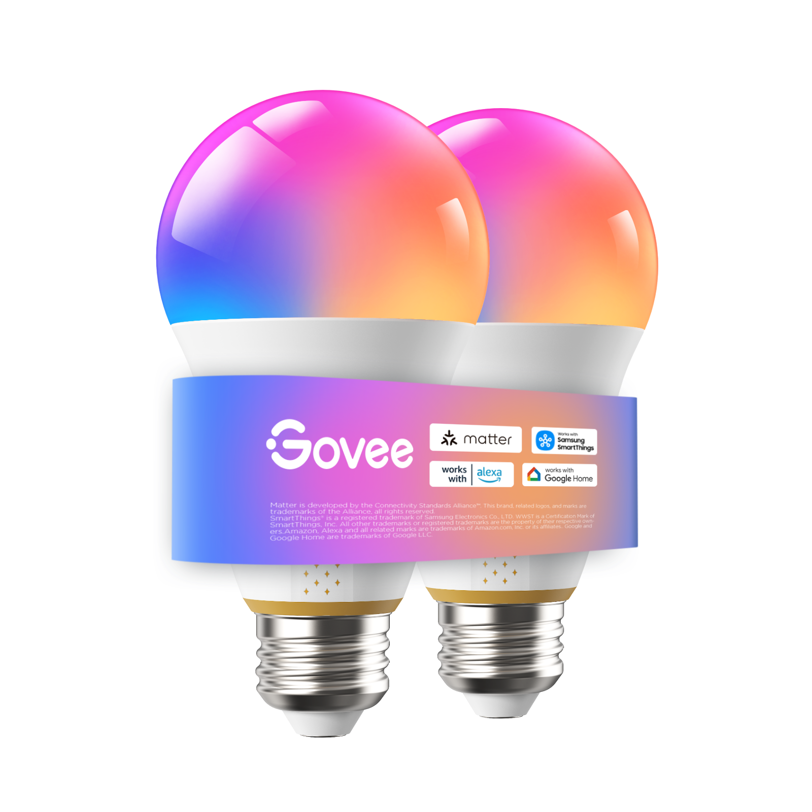 Govee - 1600LM RGBWW Smart A21 LED Bulb LuminBlend 2 pack