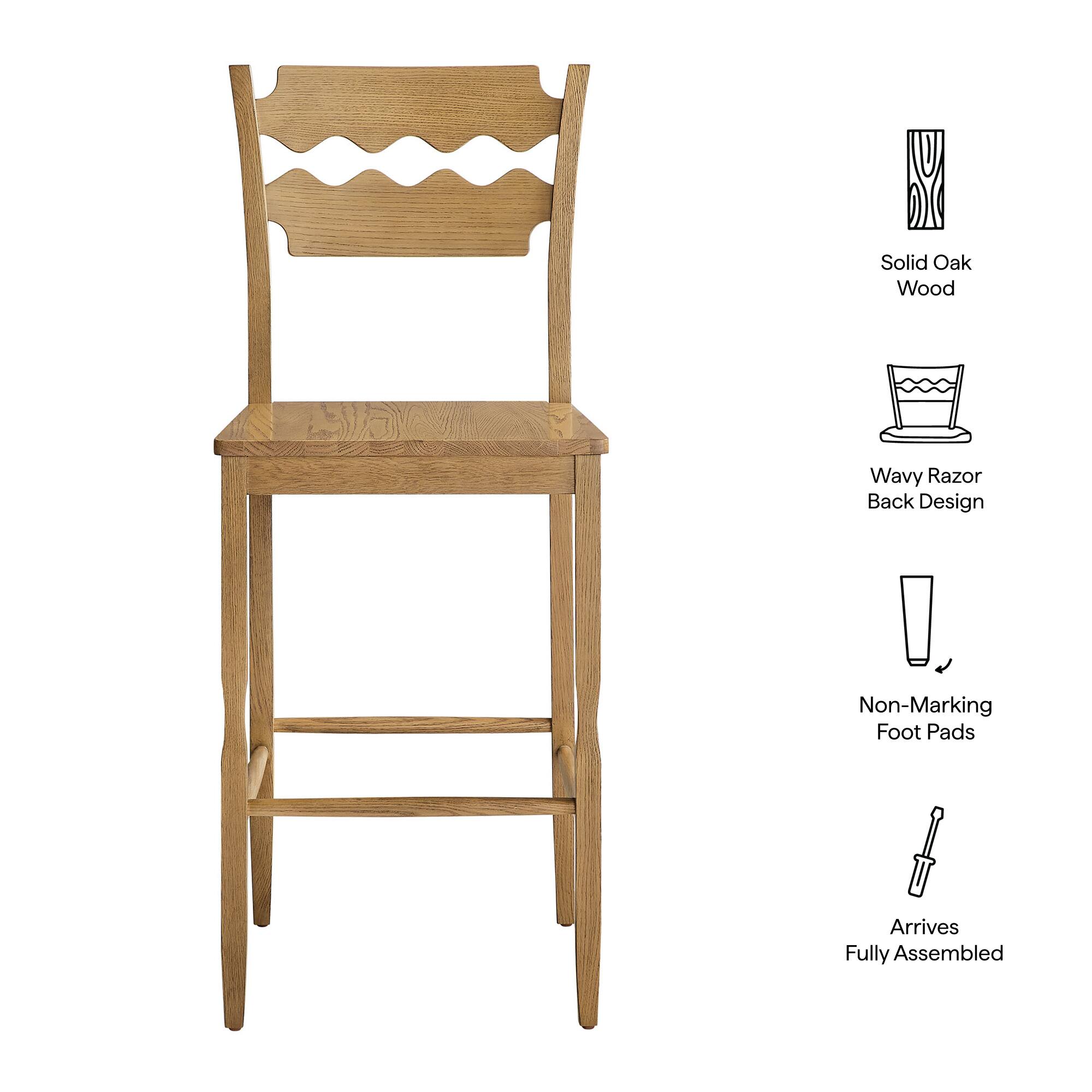 Solid Oak Wood Wavy Razor Back Design Non-Marking Foot Pads Arrives Fully Assembled