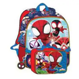 Marvel - The Amazing Spidey & Friends 16" Shoulder Backpack for School with Rectangular Lunch Bag - Blue