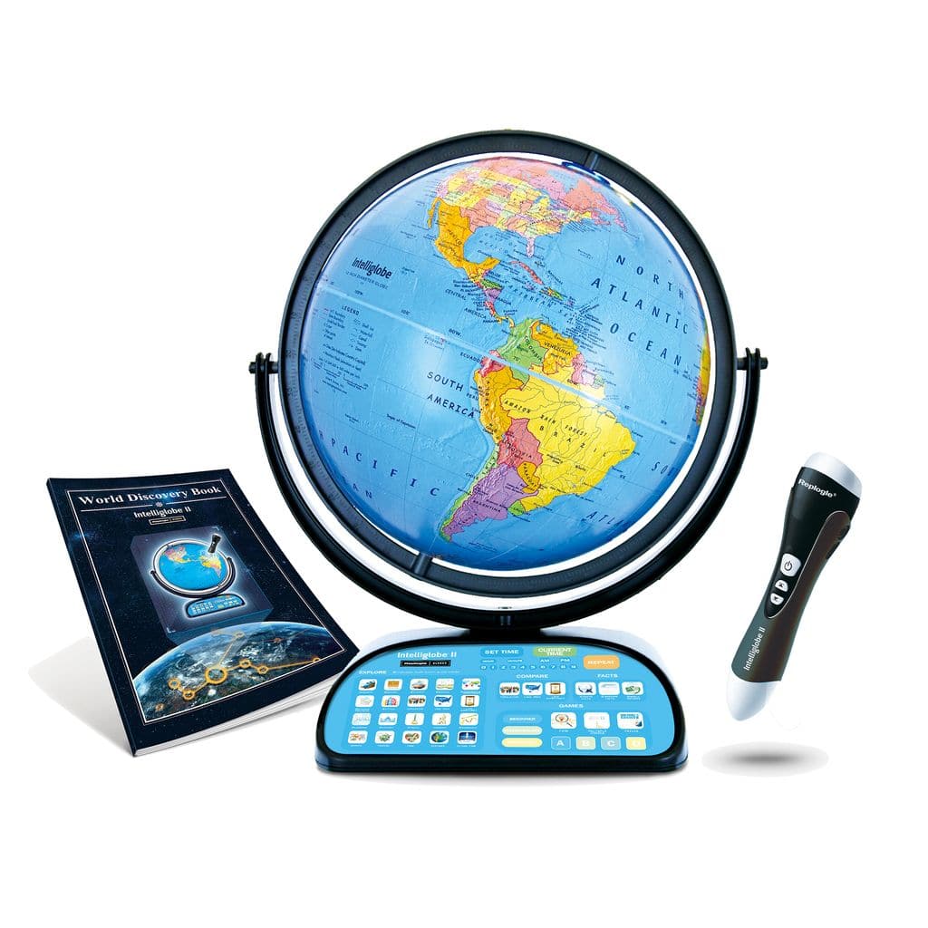 Replogle - 12" Intelliglobe World Globe, Durable Acrylic Stand, HD Map, Educational with 25,000+ Audio Facts & Games - Blue Ocean Political Globe