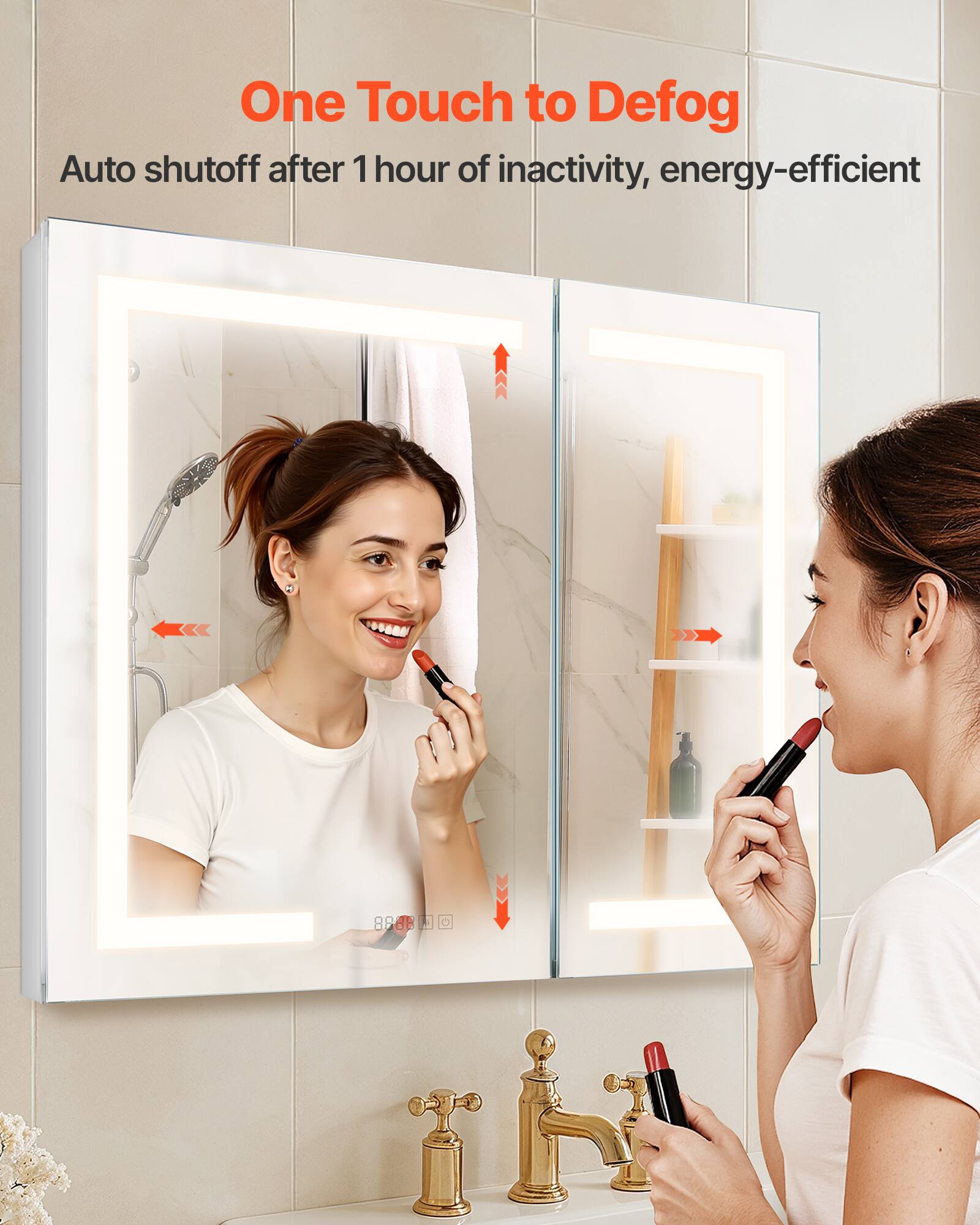 One Touch to Defog, Auto shutoff after 1 hour of inactivity, energy-efficient. 8888