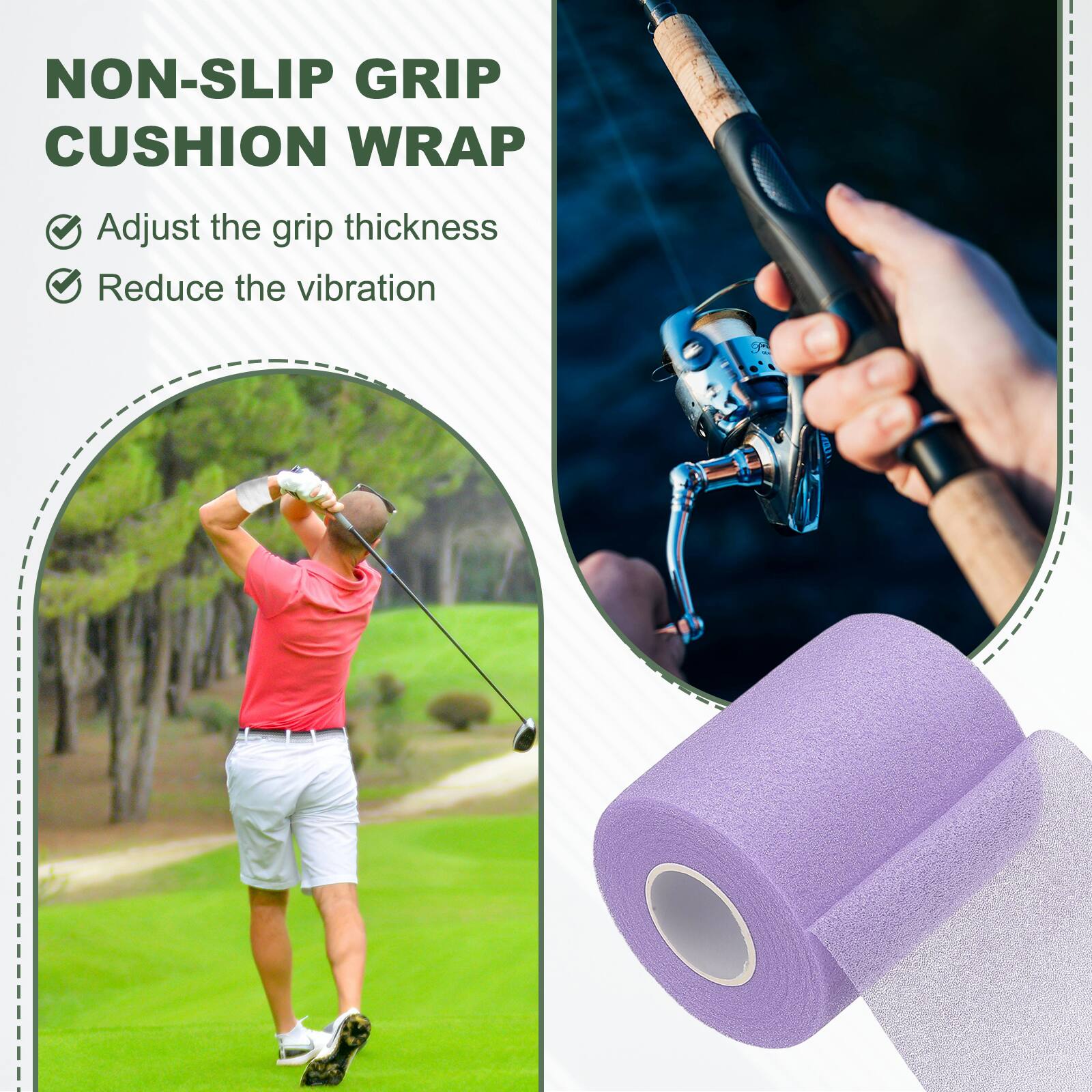 NON-SLIP GRIP CUSHION WRAP

- Adjust the grip thickness
- Reduce the vibration