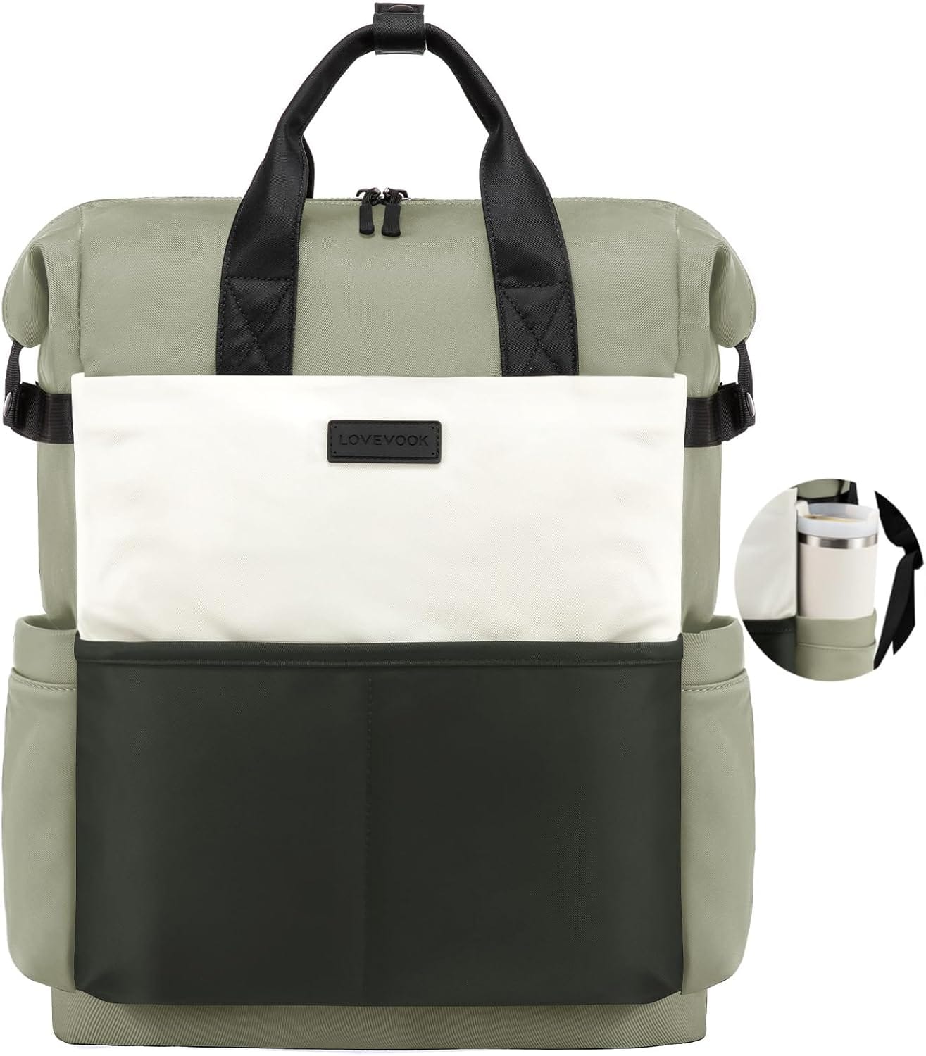 Live At Space - LOVEVOOK Laptop Backpack Women, Teacher Work Travel School College Bookbag Girls Waterproof Computer Purse Nurse - Green-beige-17.3 Inch