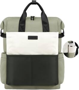 Live At Space - LOVEVOOK Laptop Backpack Women, Teacher Work Travel School College Bookbag Girls Waterproof Computer Purse Nurse - Green-beige-15.6 Inch