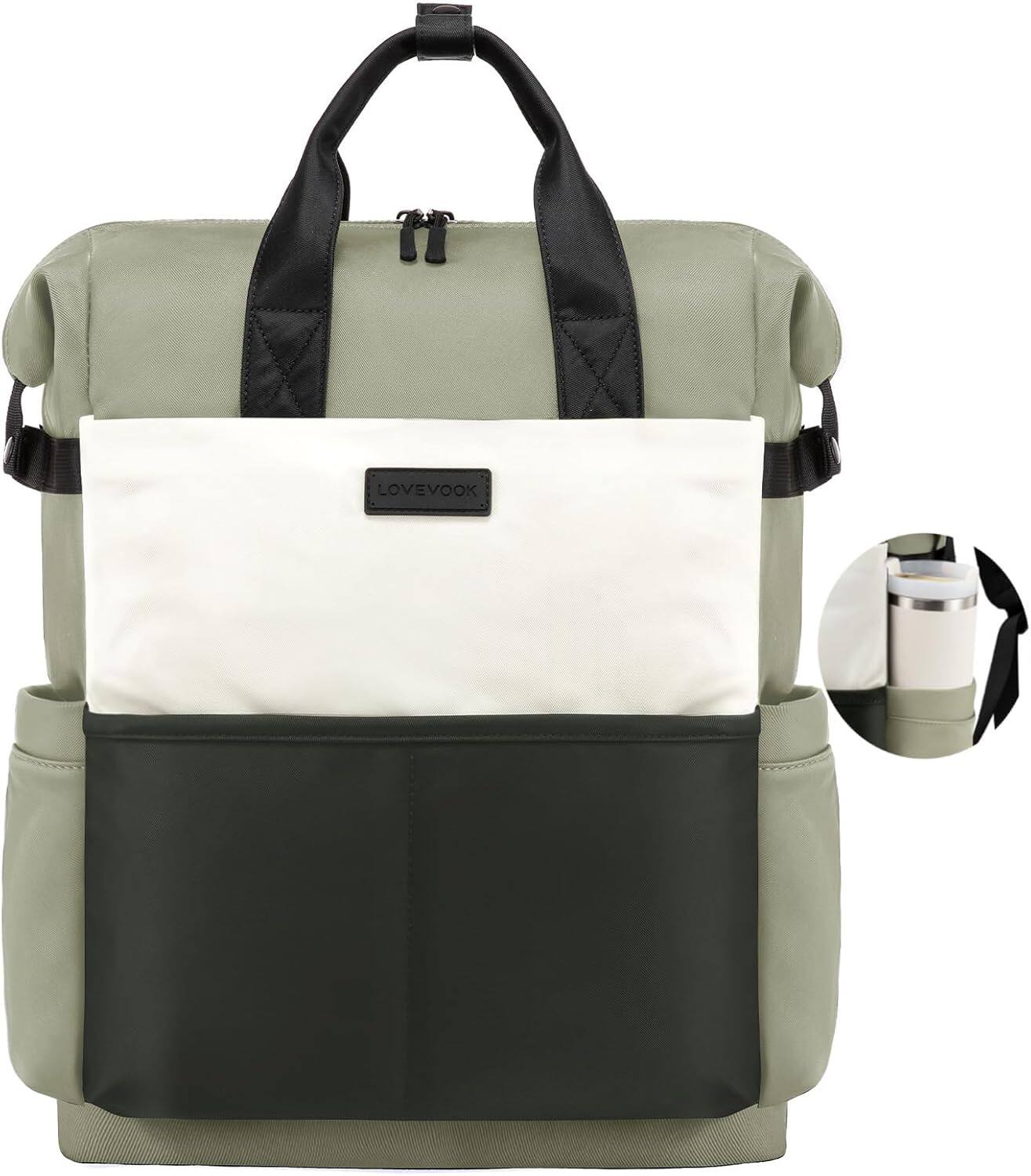 Live At Space - LOVEVOOK Laptop Backpack Women, Teacher Work Travel School College Bookbag Girls Waterproof Computer Purse Nurse - Green-beige-15.6 Inch