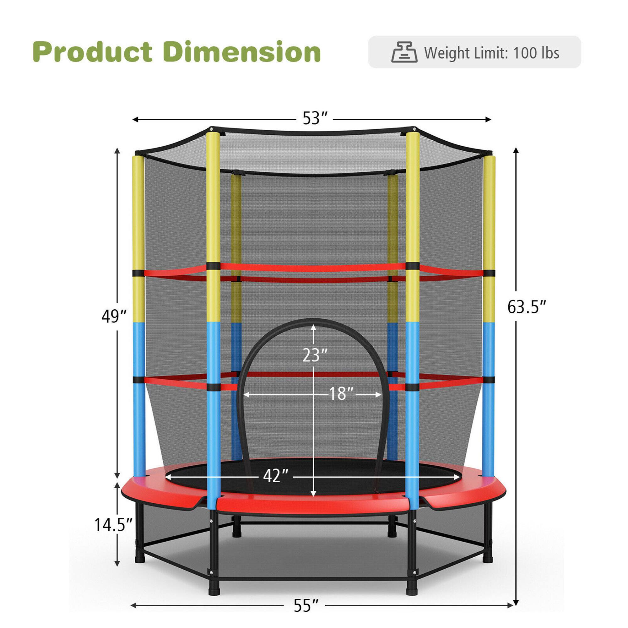 Product Dimension  
Weight Limit: 100 lbs  

53"  
49"  
23"  
18"  
42"  
14.5"  
55"  
63.5"