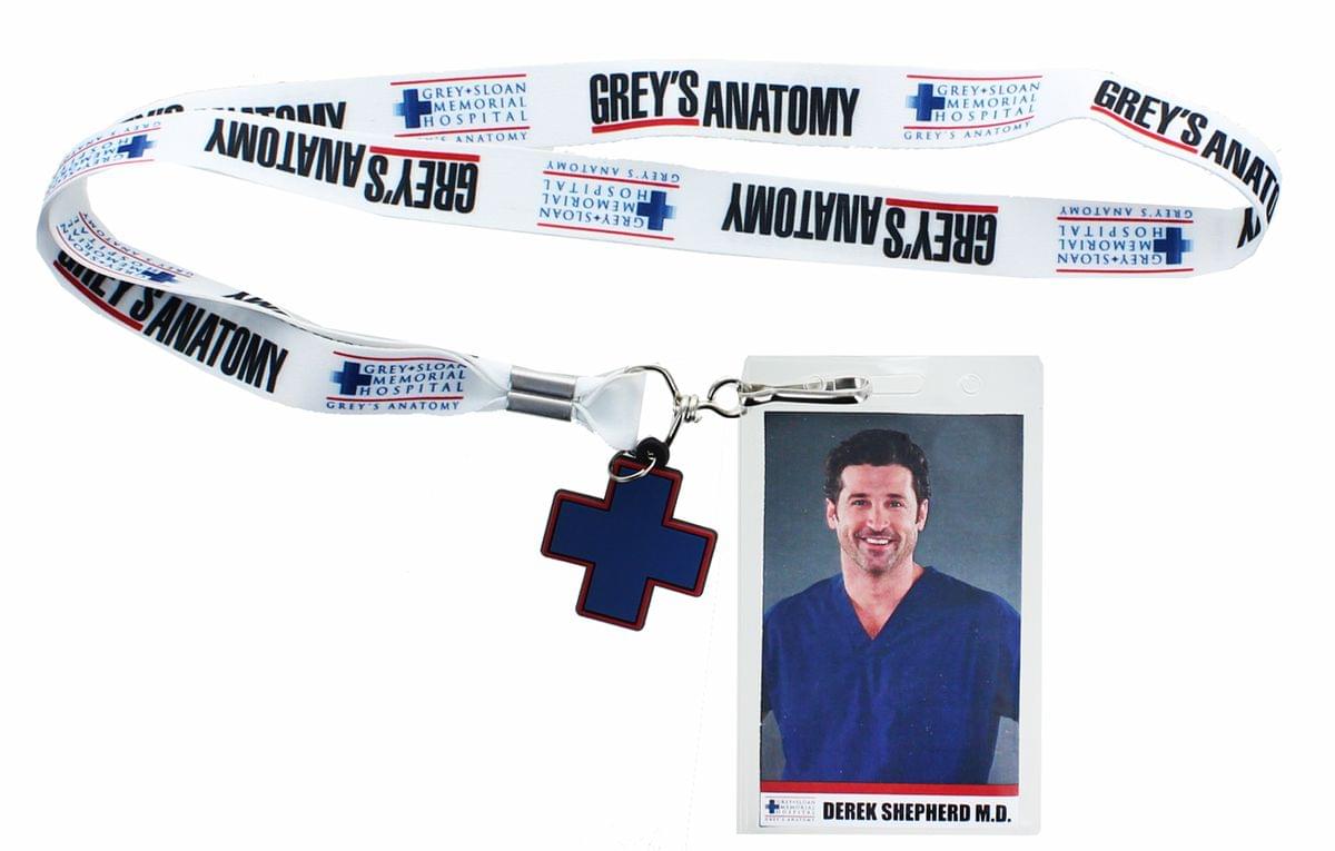 Surreal Entertainment - Greys Anatomy Derek Shepherd Lanyard w/ Charm - Blue