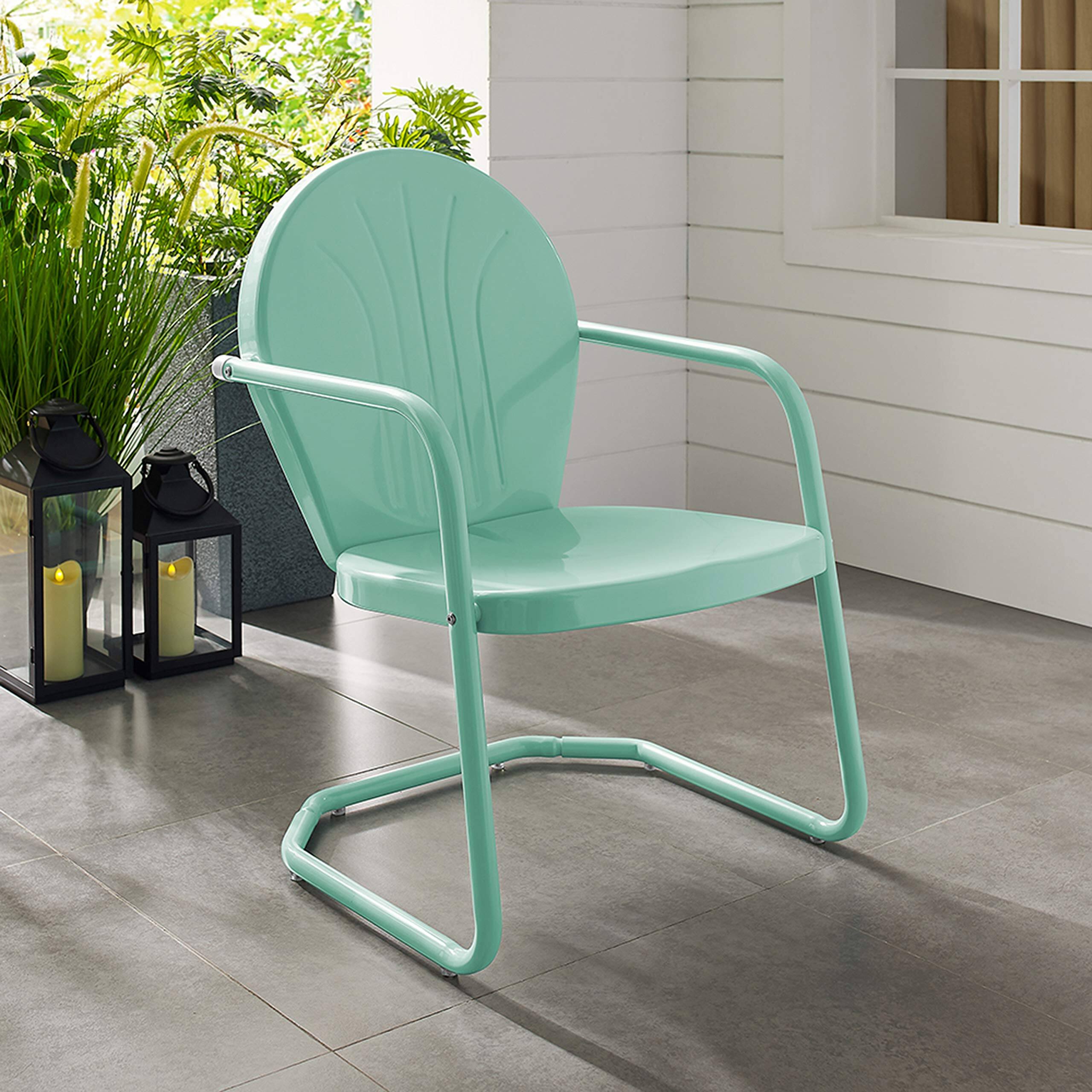 Alt View 2. Crosley Furniture - Griffith Retro Outdoor Chair - Aqua Gloss.
