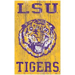 Fan Creations - LSU Tigers 11'' x 19'' Heritage Distressed Logo Sign - Multicolor