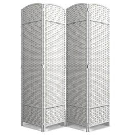 Sorbus - 4 Panel Room Divider 6 ft. Tall - Privacy Screen, Extra Wide Double Hinged Panels, Mesh Hand-Woven Design - White
