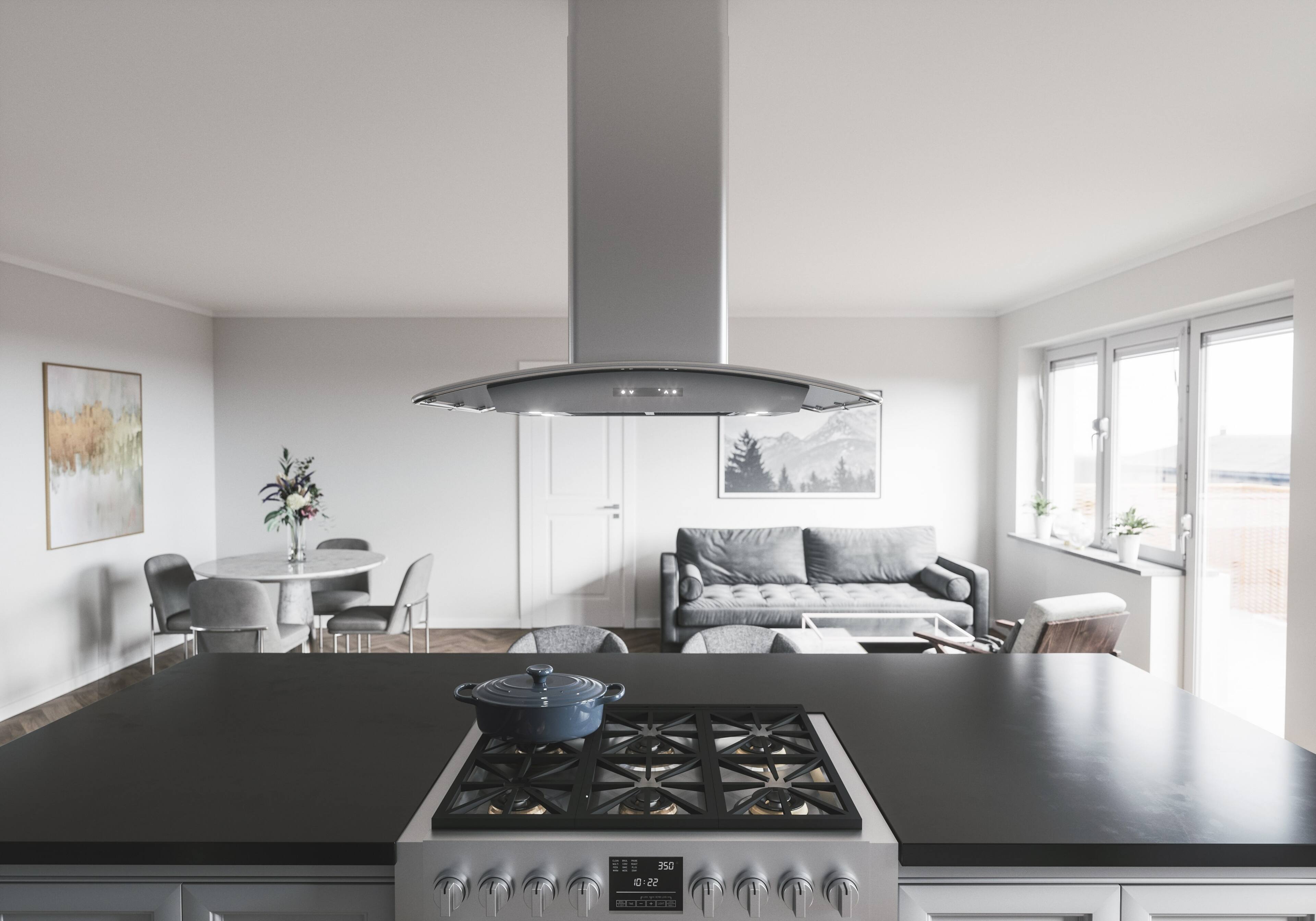 Alt View 13. Zephyr - Milano 36 in. 700 CFM Island Mount Range Hood with LED Light - Stainless Steel.