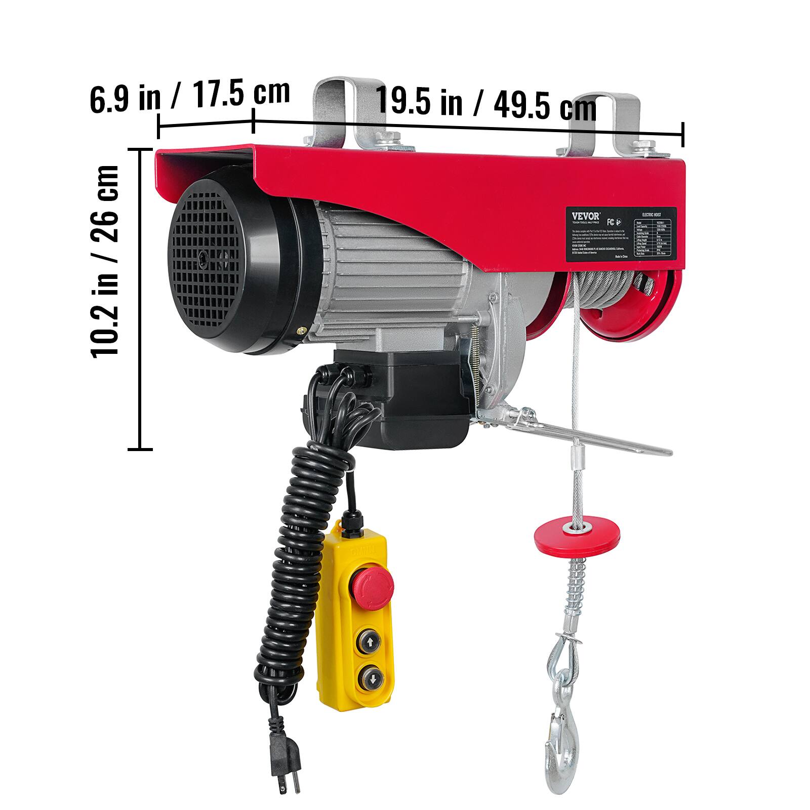 6.9 in / 17.5 cm  
19.5 in / 49.5 cm  
10.2 in / 26 cm  
VEVOR 02941 FC FILM