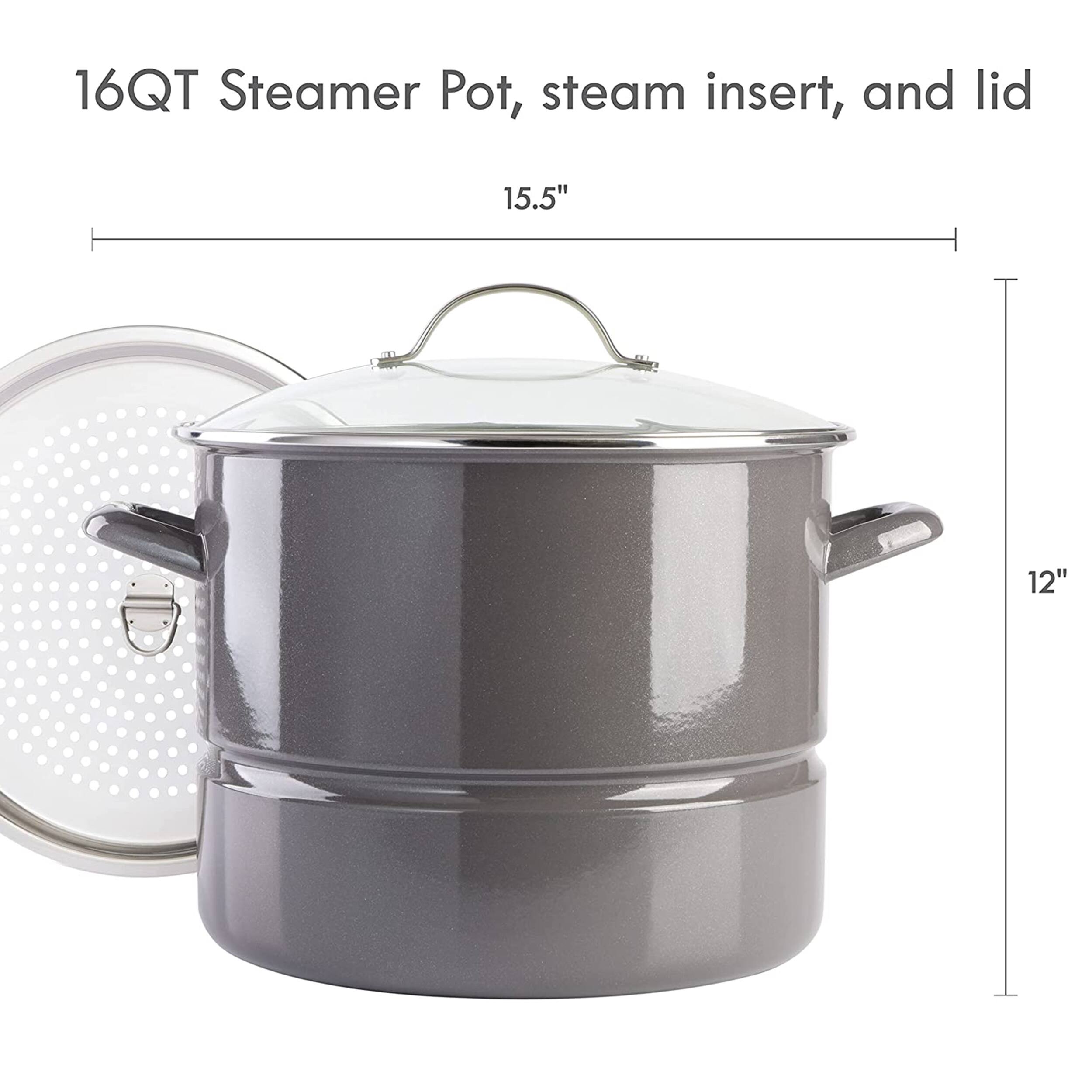 16QT Steamer Pot, steam insert, and lid 15.5" 12"