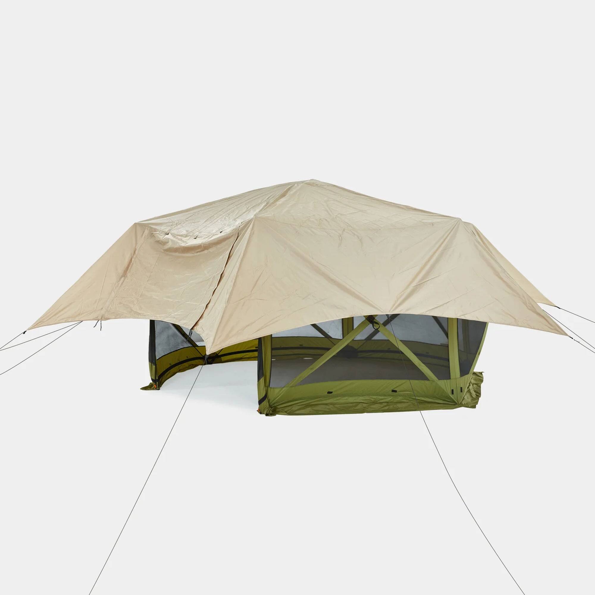 Alt View 2. Hike Crew - Waterproof Gazebo Rain Shelter Tarp Compatible with 6-Sided Pop-Up Tent with 6ft Panels - Beige.