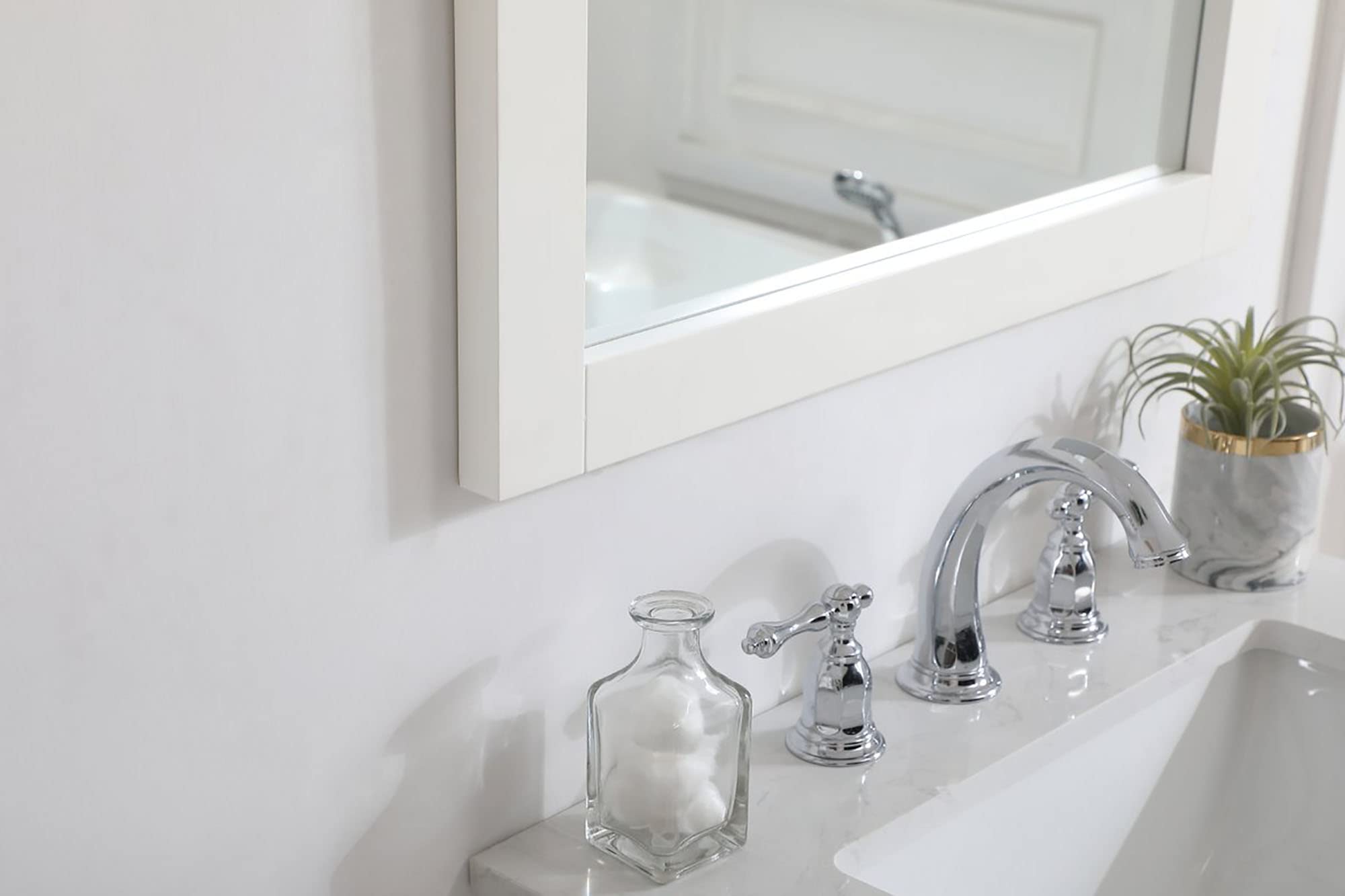 Alt View 1. Elegant Decor - Aqua rectangle vanity mirror 24 inch in White - White.