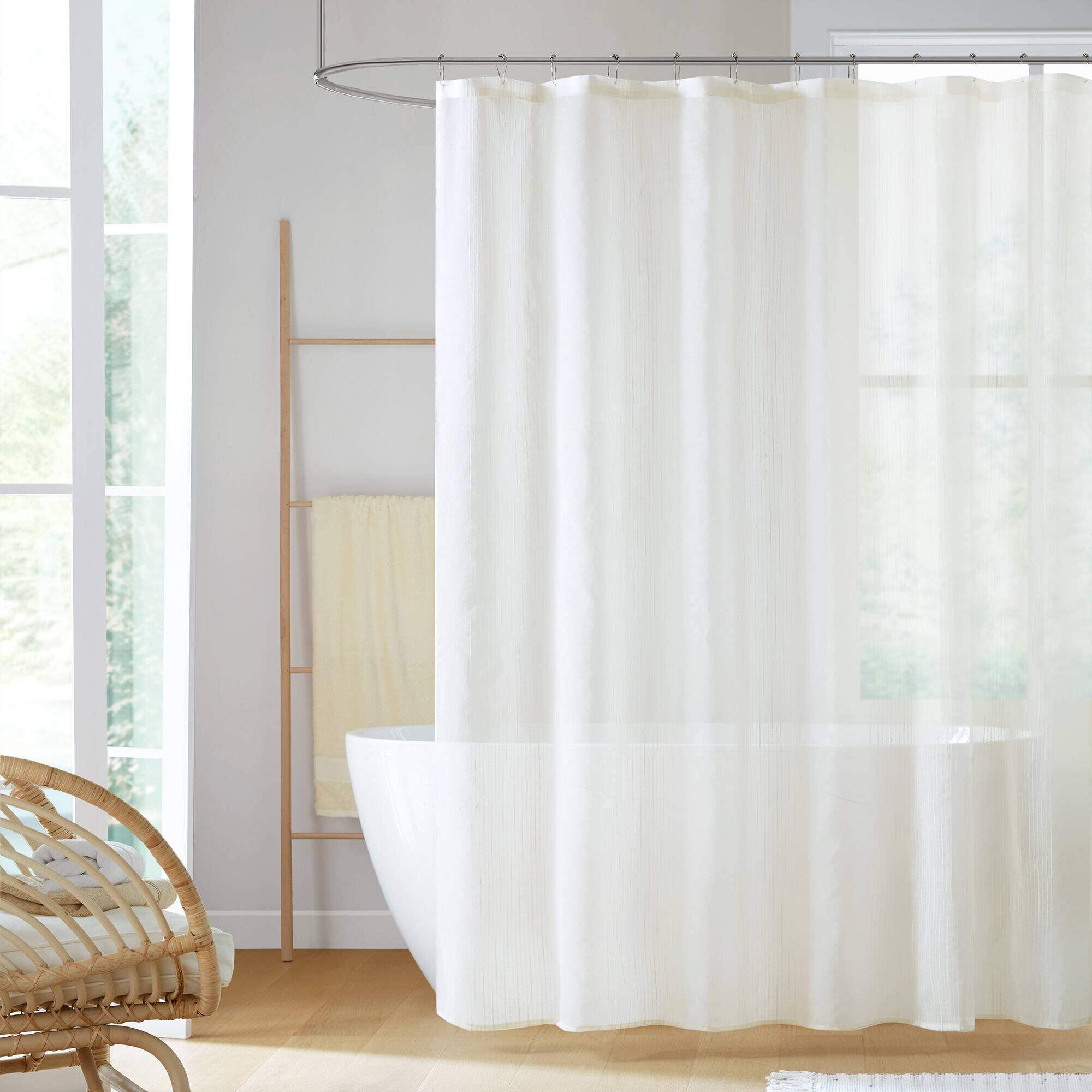Alt View 8. BreeBe - 1-Piece 72x72' Sheer Shower Curtain,Ivory - Ivory.