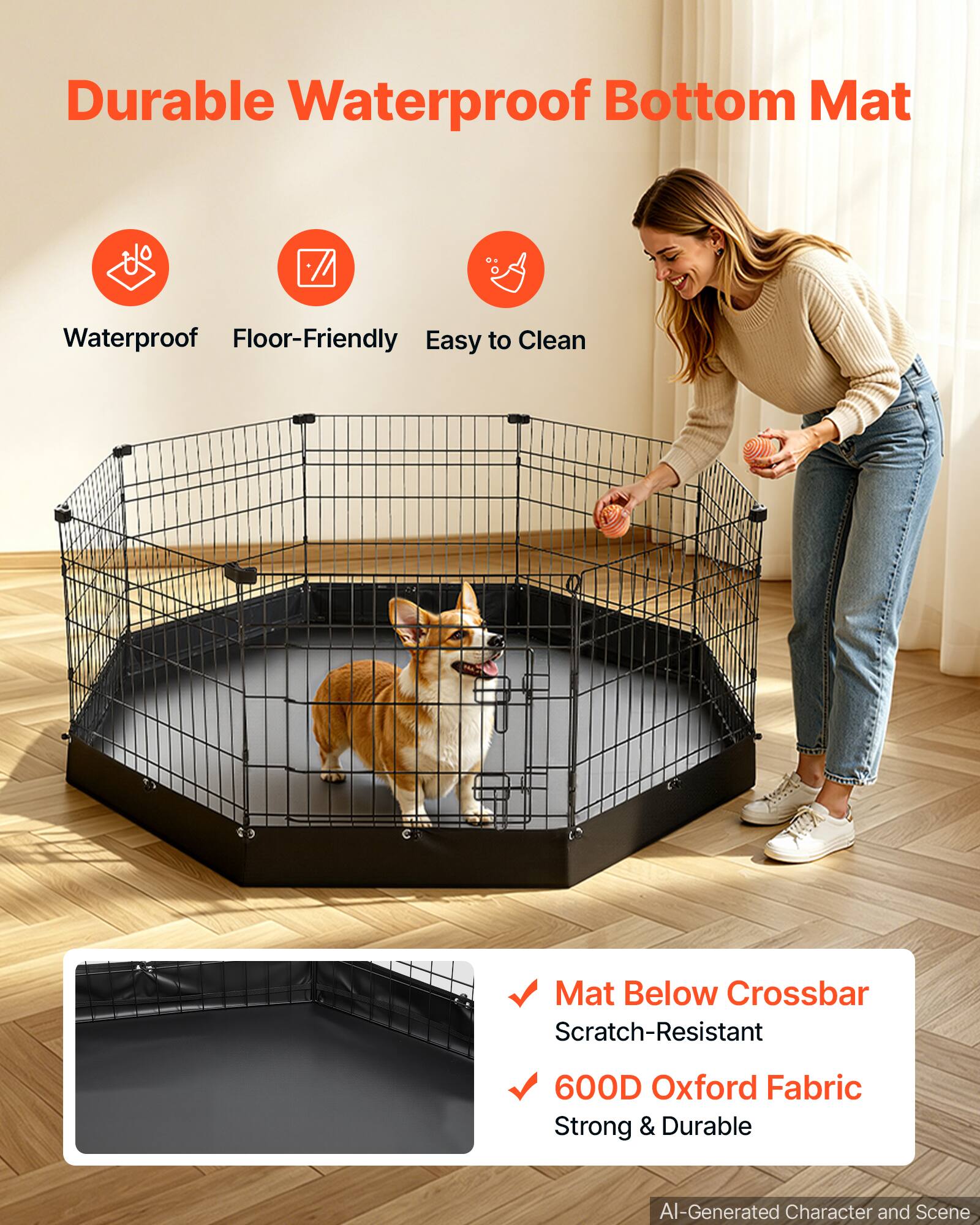 Durable Waterproof Bottom Mat Waterproof Floor-Friendly Easy to Clean Mat Below Crossbar Scratch-Resistant 600D Oxford Fabric Strong & Durable