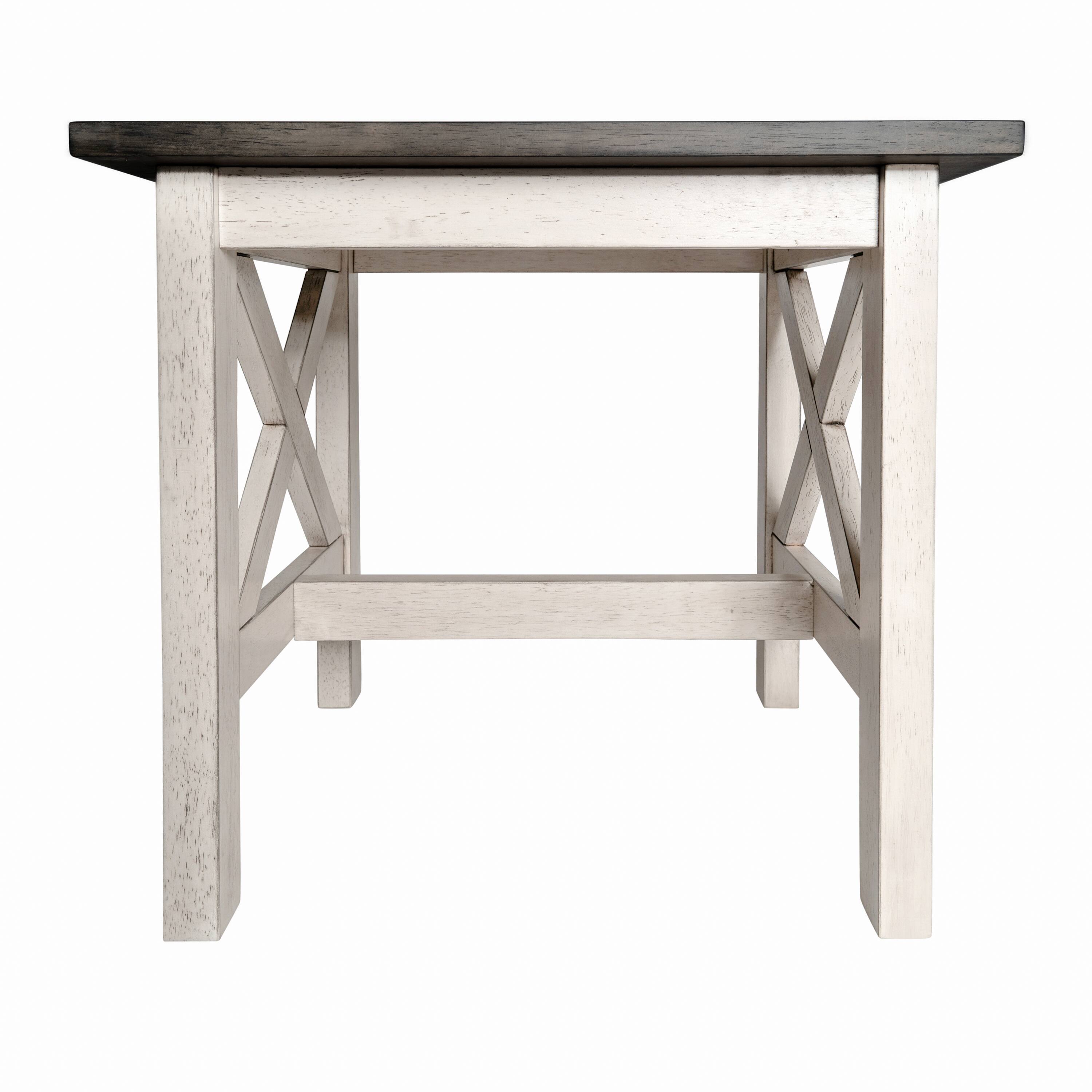 Angle. Flash Furniture - Jasper Farmhouse Style Solid Wood End Table with Traditional X-Frame Design in Acacia Gray and Rustic White - Gray.