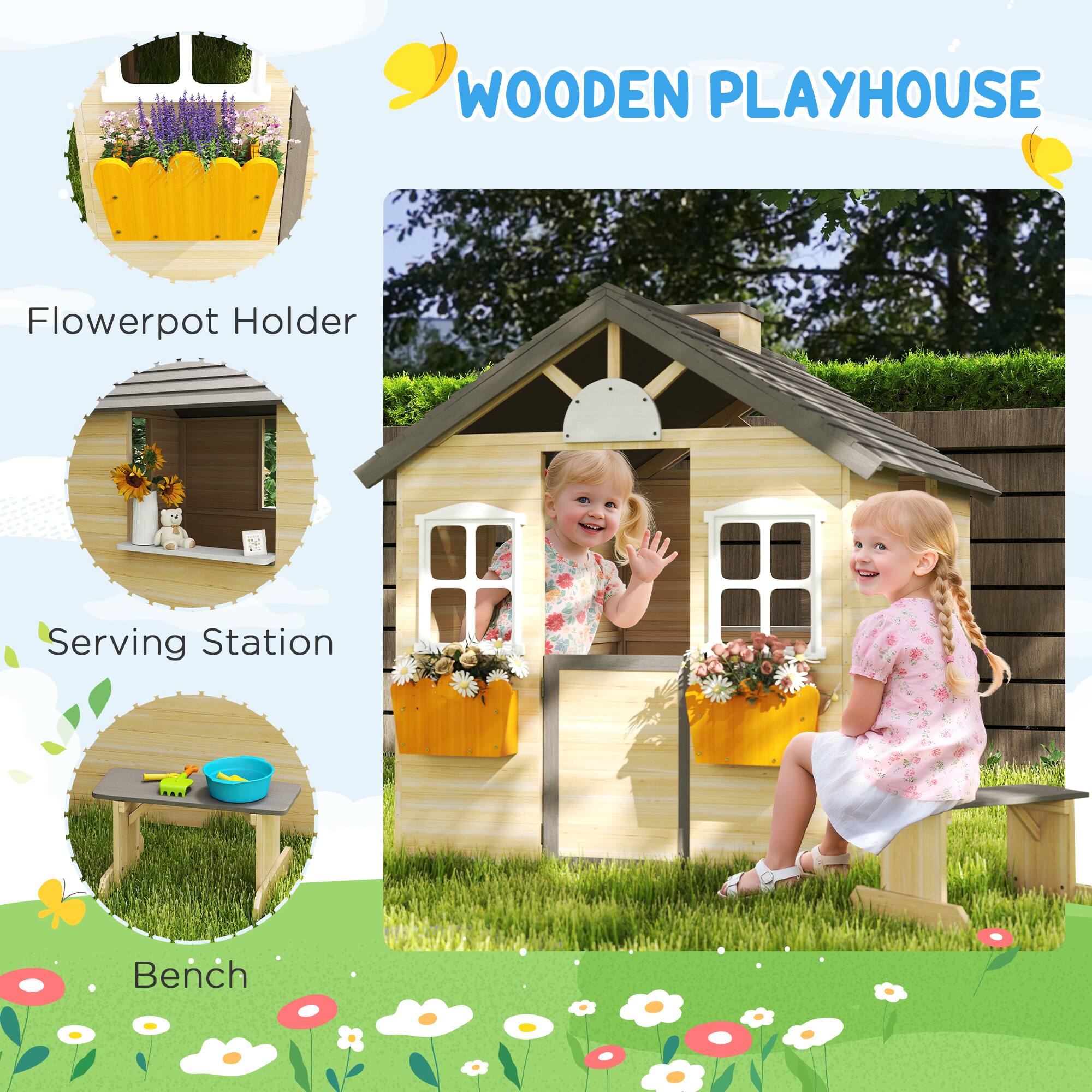 WOODEN PLAYHOUSE

- Flowerpot Holder
- Serving Station
- Bench