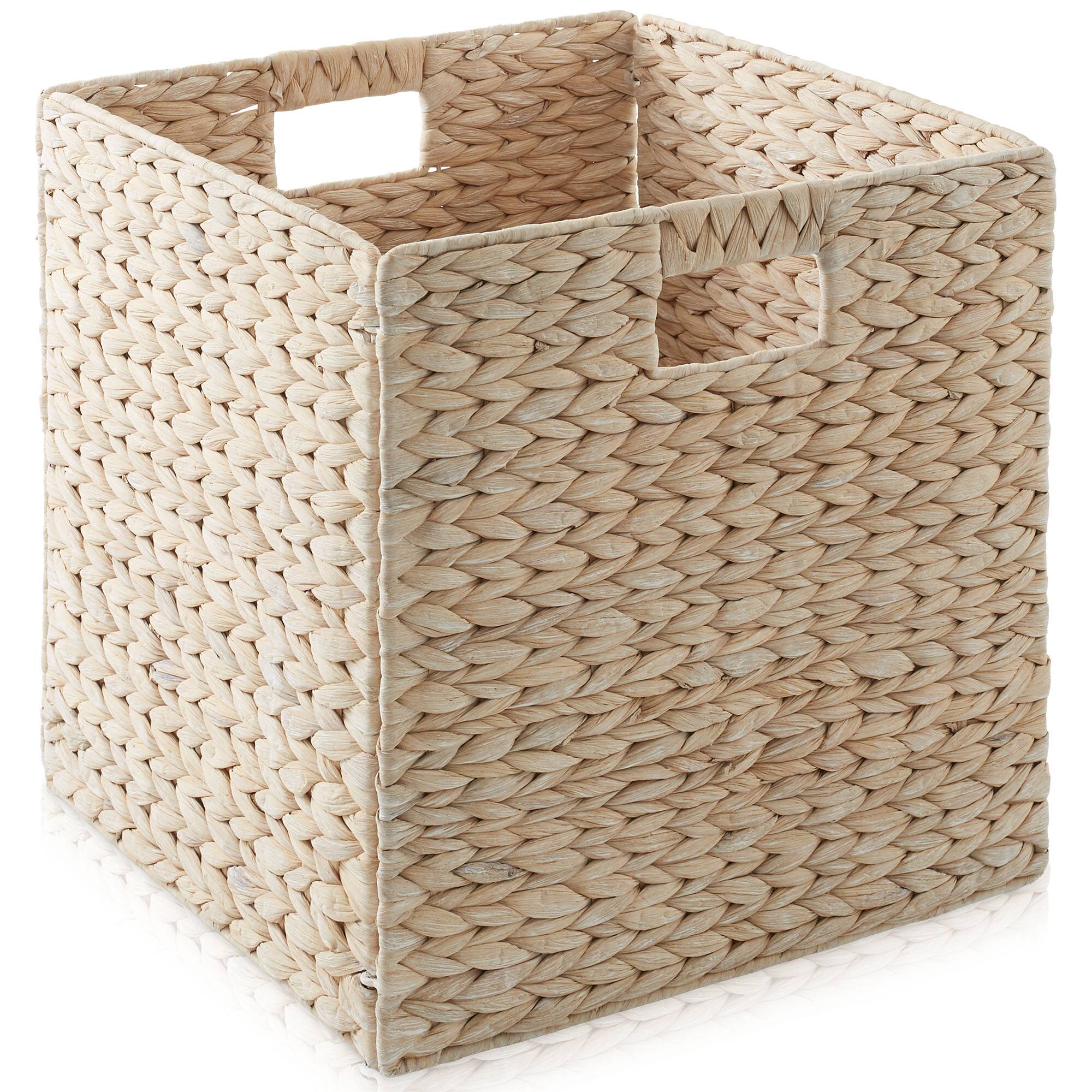 Alt View 2. Casafield - 13 x 13-in Water Hyacinth Storage Baskets  - 4 Pack - Whitewash.
