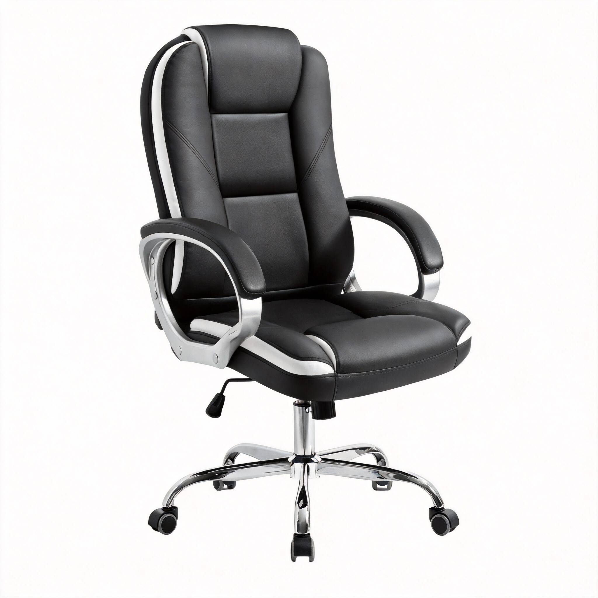 black black leather swivel