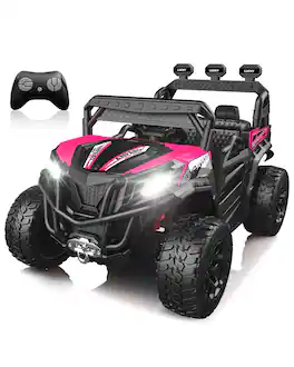 ANPABO - 24V Ride On Toys for Big Kids Boys&Girls w/Remote Control, 4WD/2WD Switchable, 4-point Harness, 4 Shock Absorbers - Pink