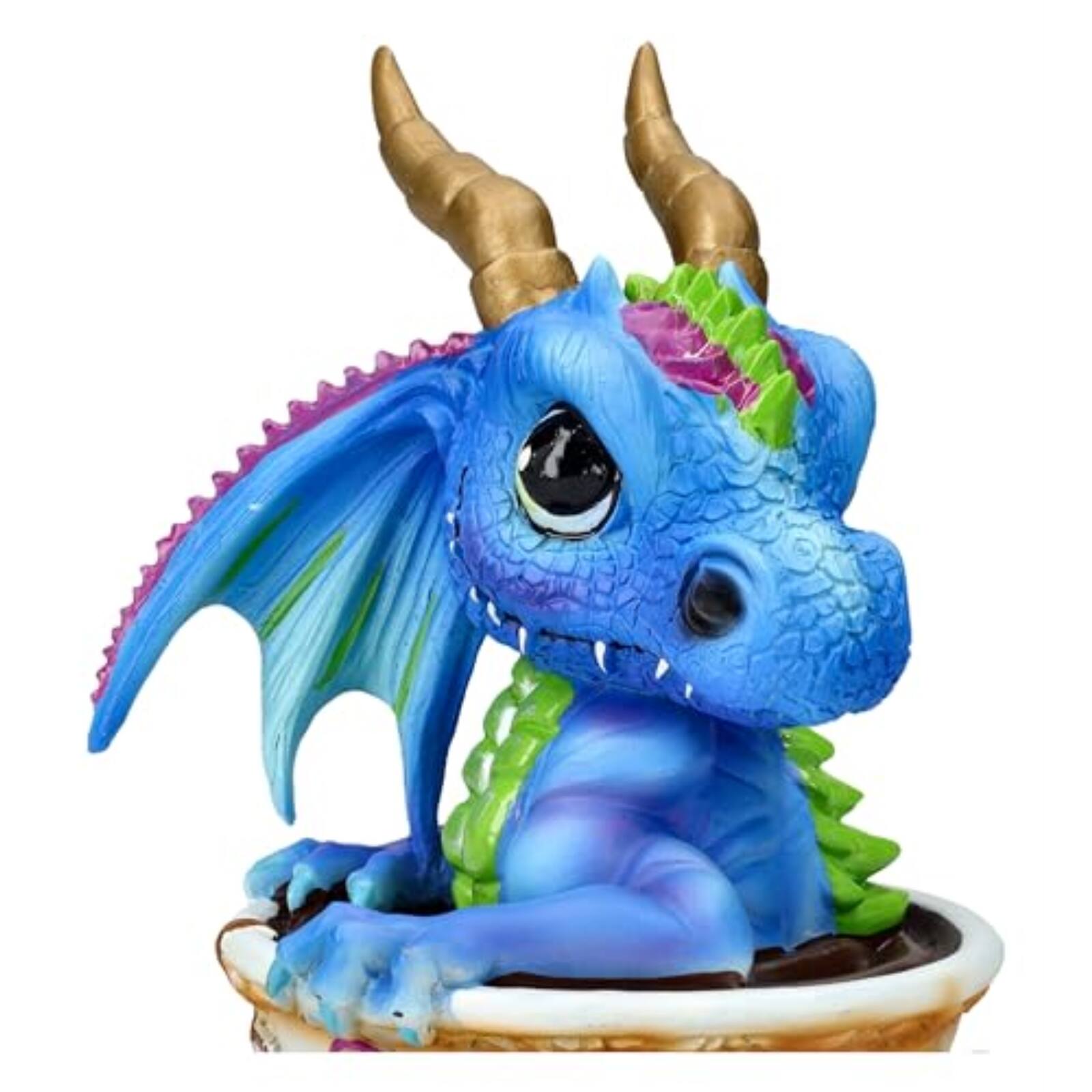 Left. Pacific Trading - Ruth Thompson Cup of Tea Blue Dragon Figurine 6.1 inches.
