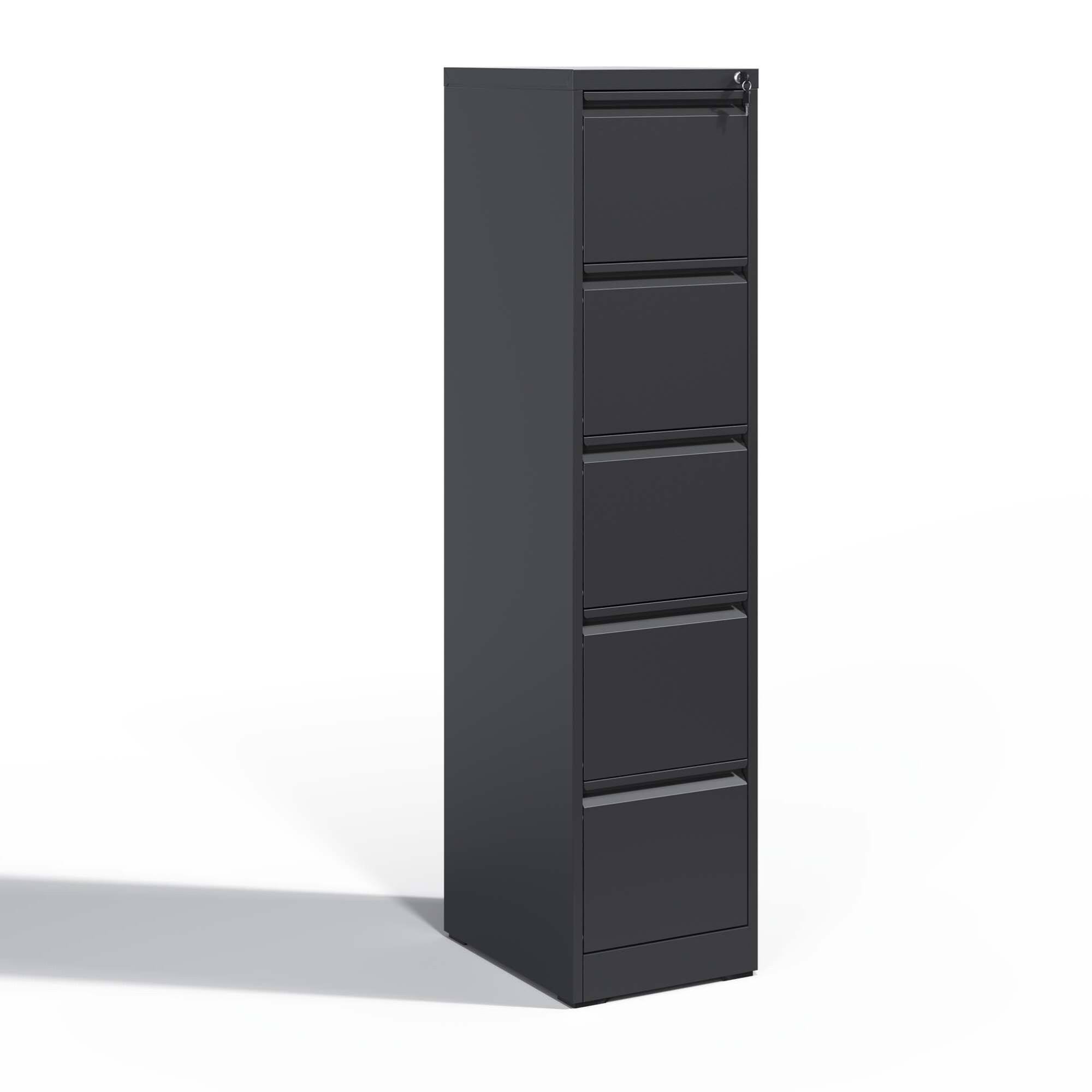 Alt View 5. GOODSILO - High-Capacity Metal File Cabinet with Lock for A4/Legal/Letter Storage - 5 Drawers - Black.