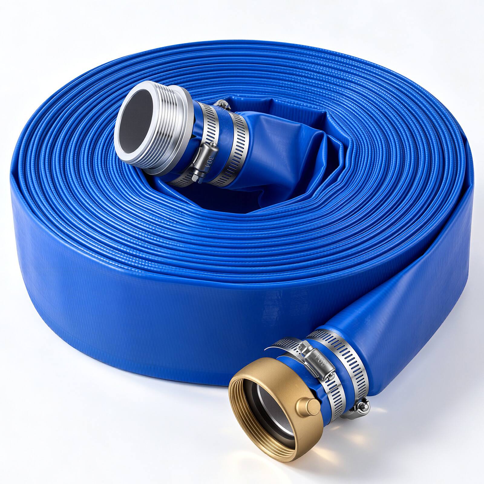 Front. VEVOR - Discharge Hose 2" x 100 ft PVC Lay Flat Backwash Water Pump Hose, for Swimming Pool Sand Filter & Sump Pump - Blue.