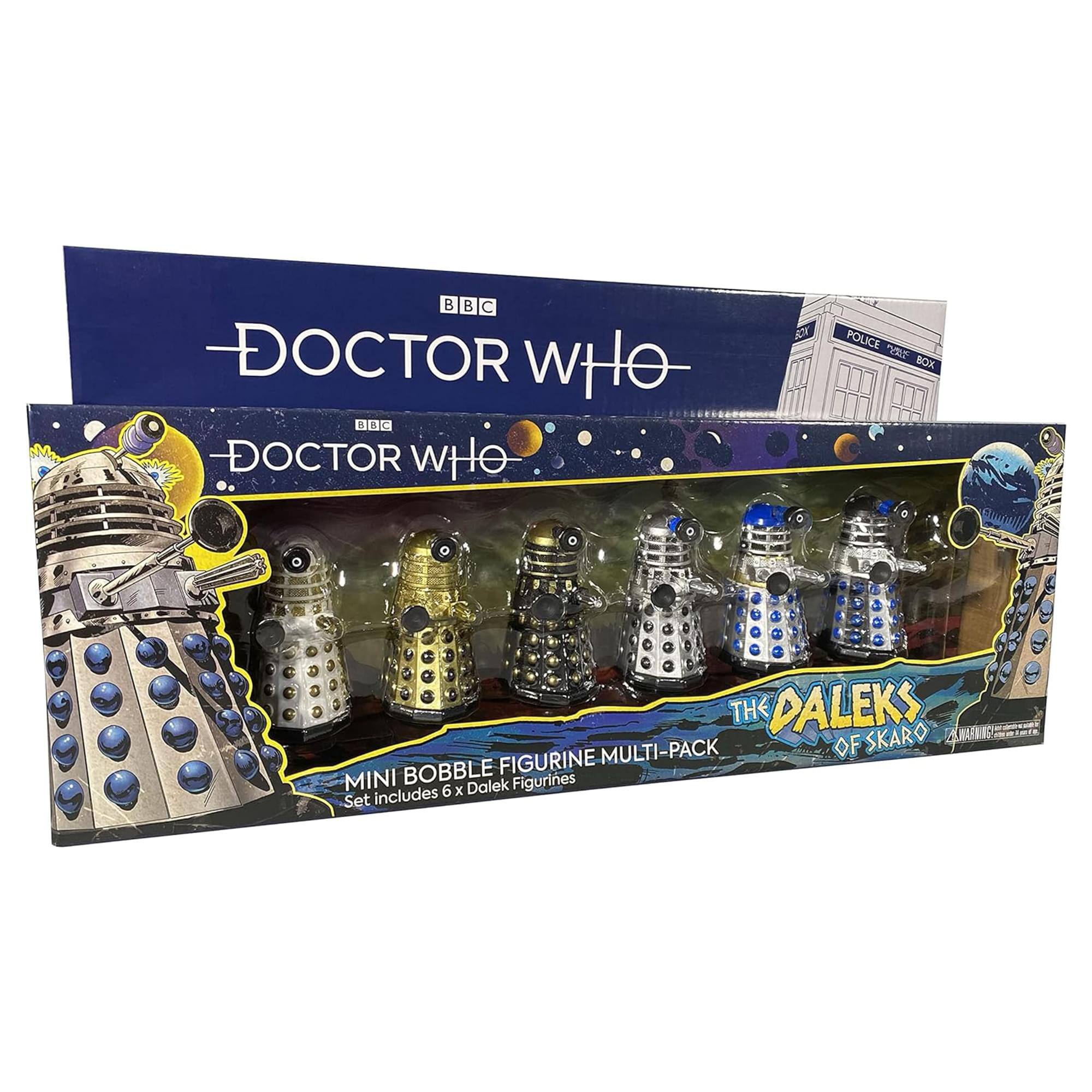 8" DOCTOR WHO a BIBIC A C DOCTOR WHO XA POLICE a BOX THE DALEKS SKARO MULTI-PACK OF BOBBLE FIGURINE MINI 6 x Dalek Figurines Set includes