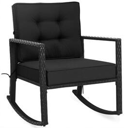 Kadyn - Patio Outdoor Cushion LawnOutdoor Cushion LawnOutdoor Garden Rattan Rocker Glider Rocking Chair Glider Rocking - Black