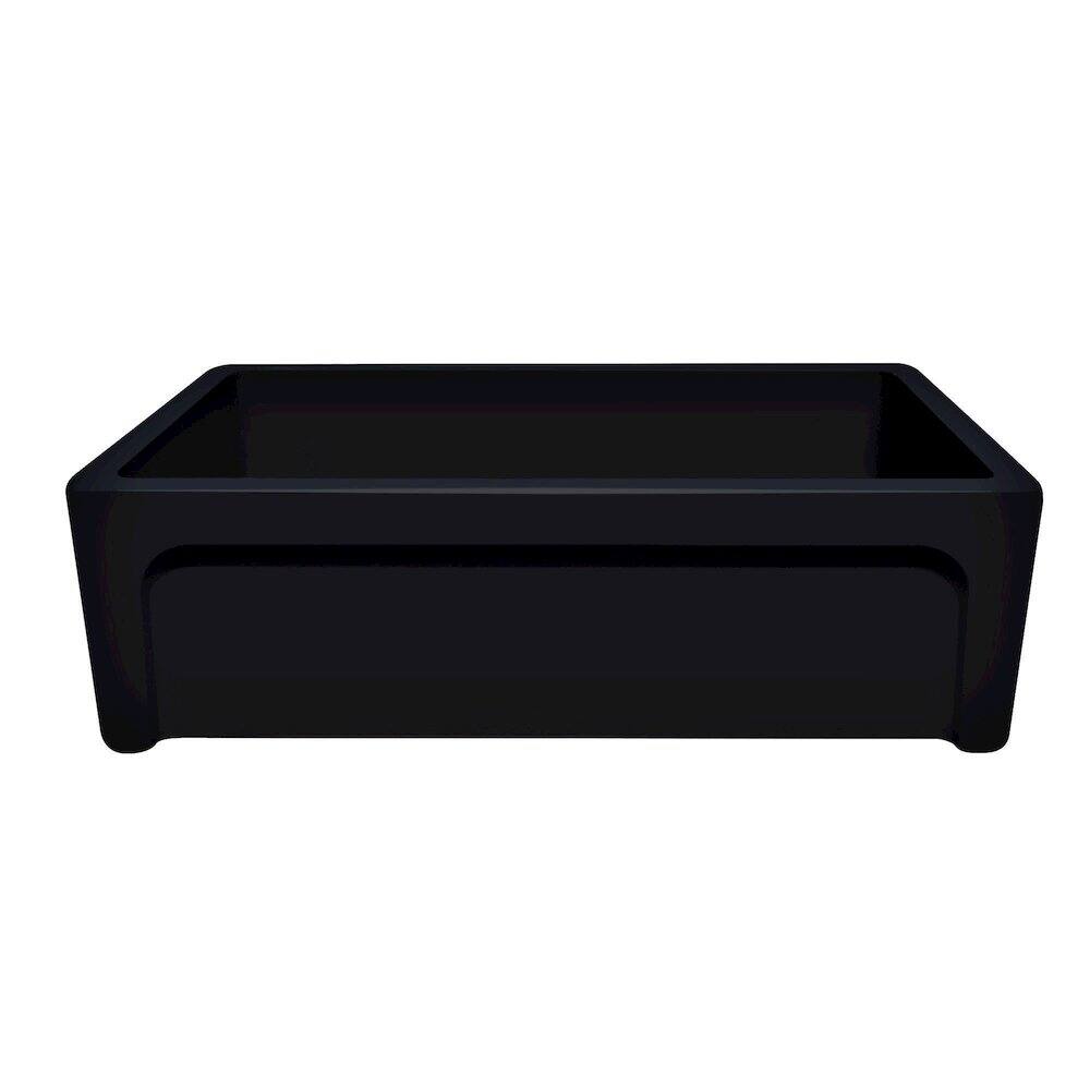 Back. Whitehaus - Glencove St. Ives 33" Front Apron Fireclay Sink - Black.