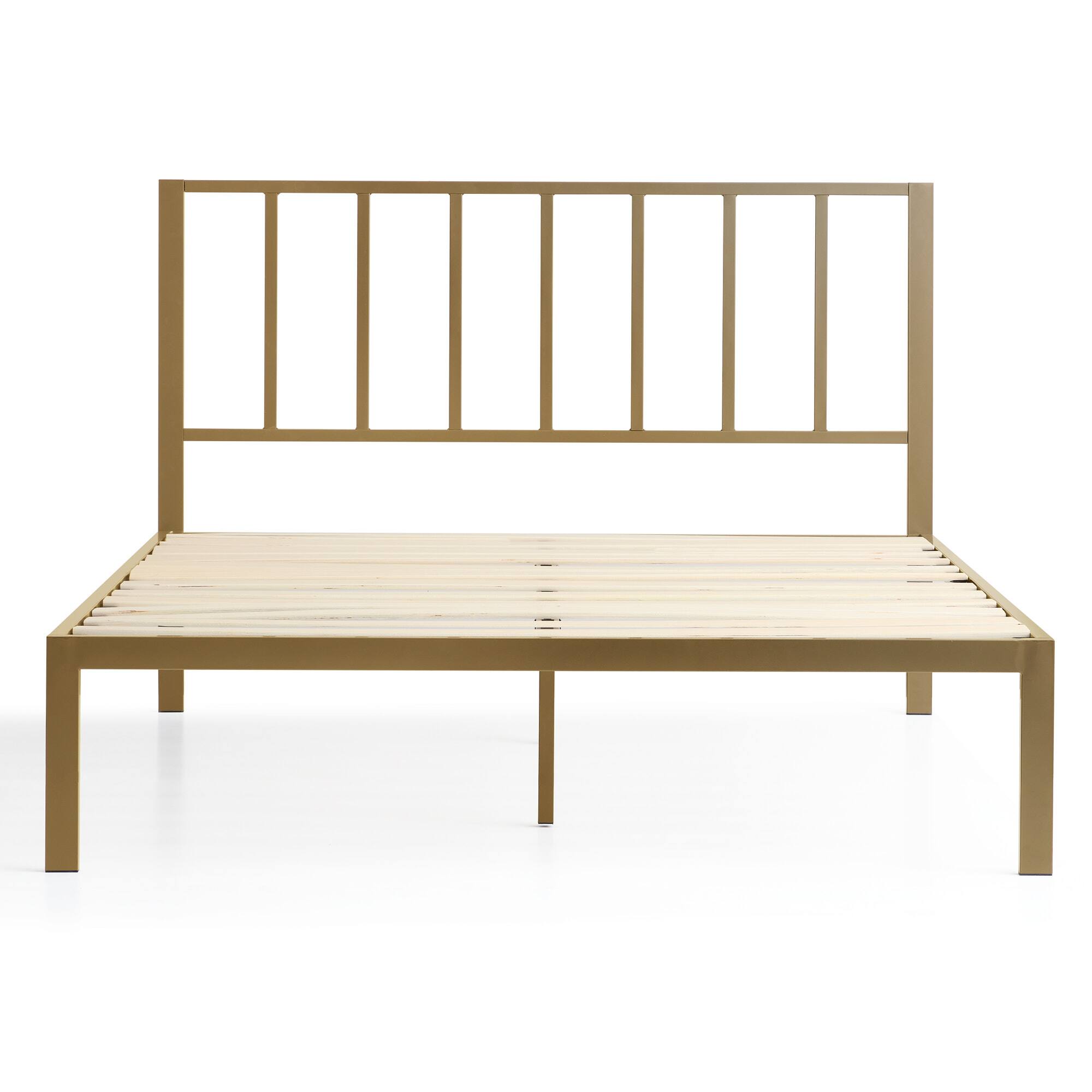 Front. Brookside - Lori King Metal Bed with Headboard - Gold.