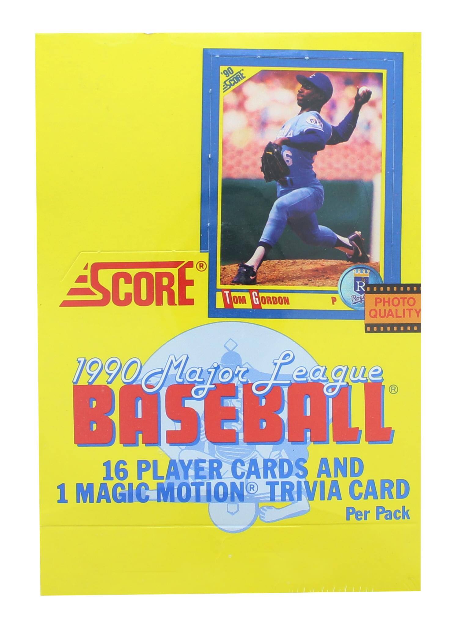 90 SCORE 67 6 R RP SCORE T OM GORDON P Roy R PHOTO QUALITY

1990 Major League BASEBALL

16 PLAYER CARDS AND 1 MAGIC MOTION TRIVIA CARD Per Pack