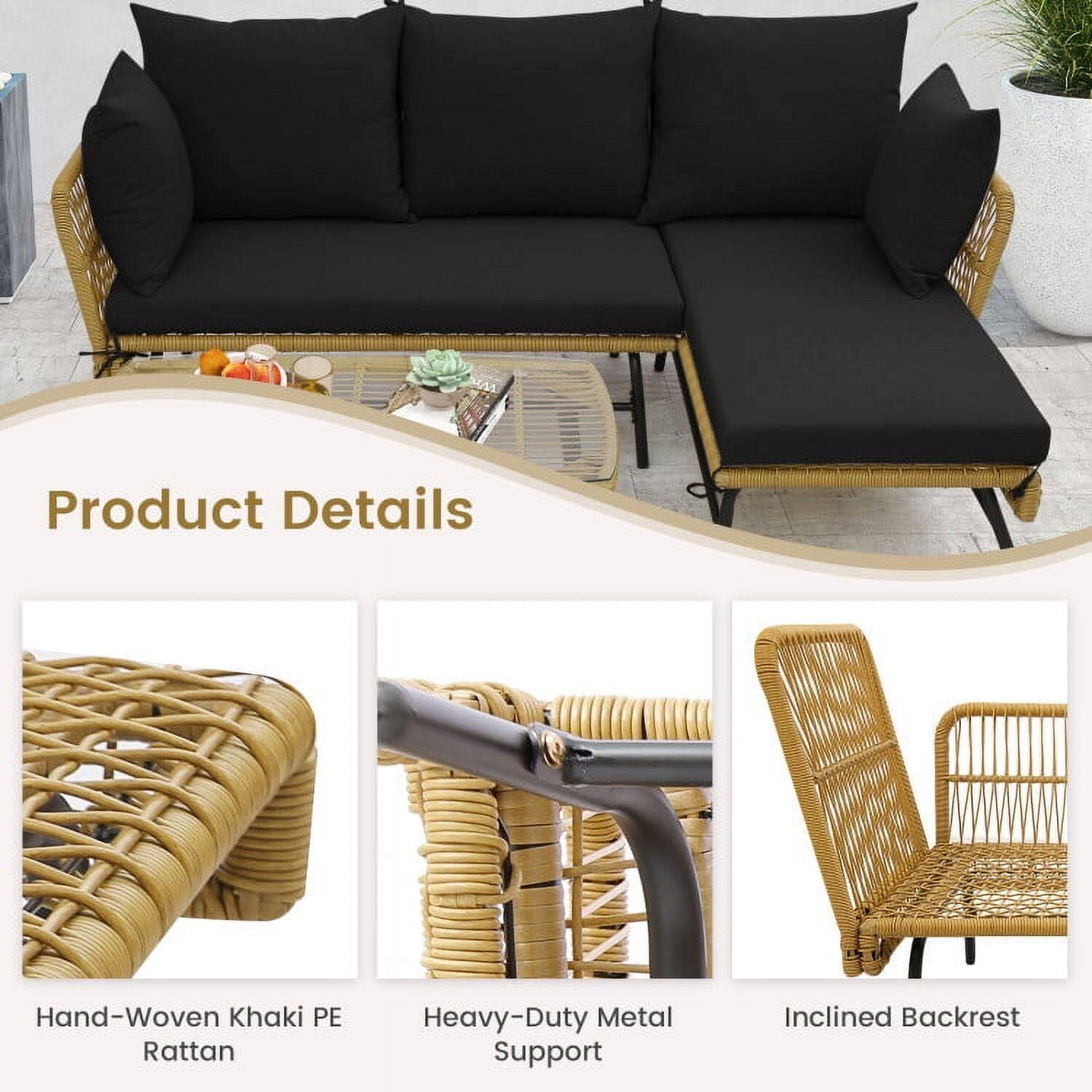 Product Details

- Hand-Woven Khaki PE Rattan
- Heavy-Duty Metal Support
- Inclined Backrest