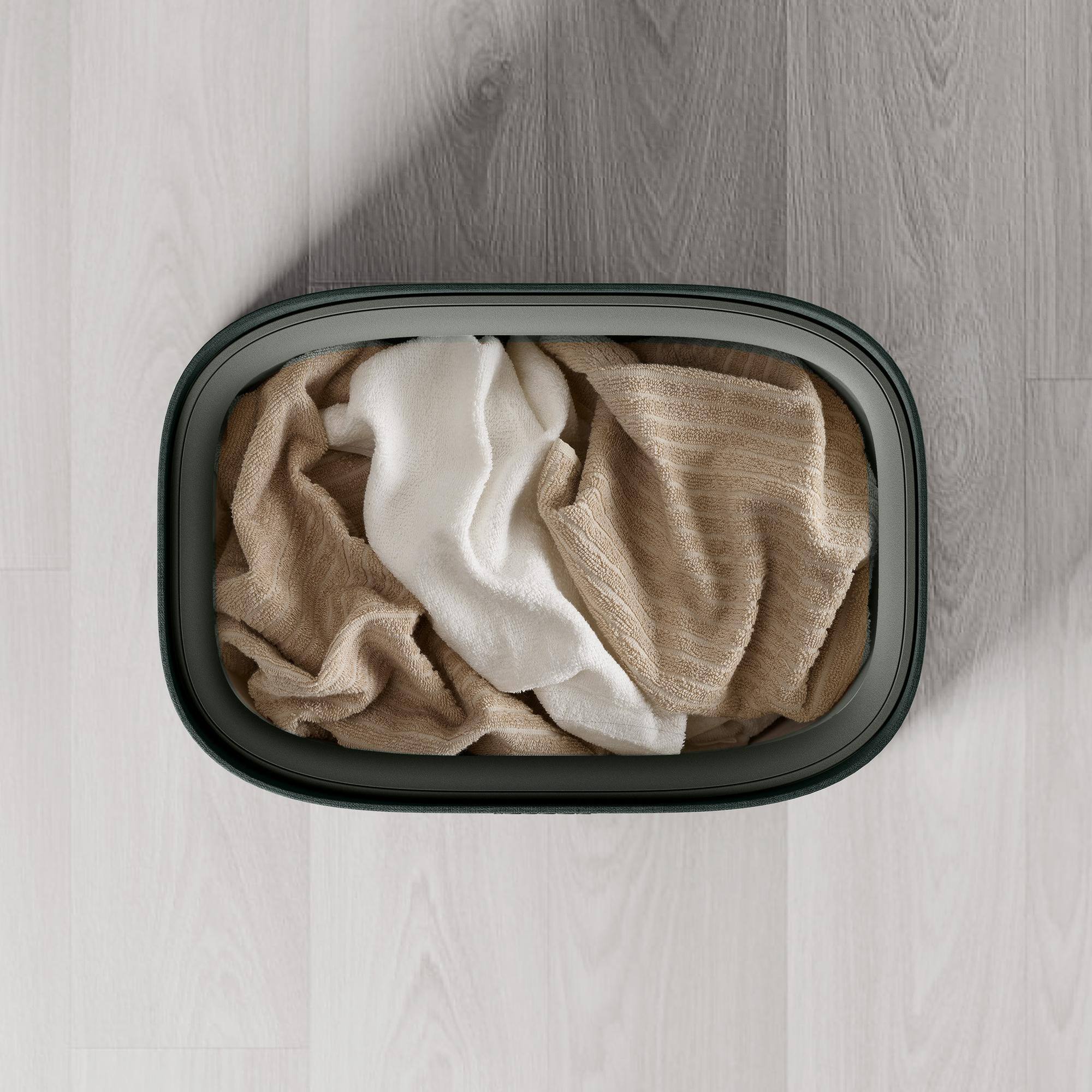 Alt View 3. Joseph Joseph - Tota 2 One 60-liter Easy-Empty Laundry Separation Hamper - Forest Grey.